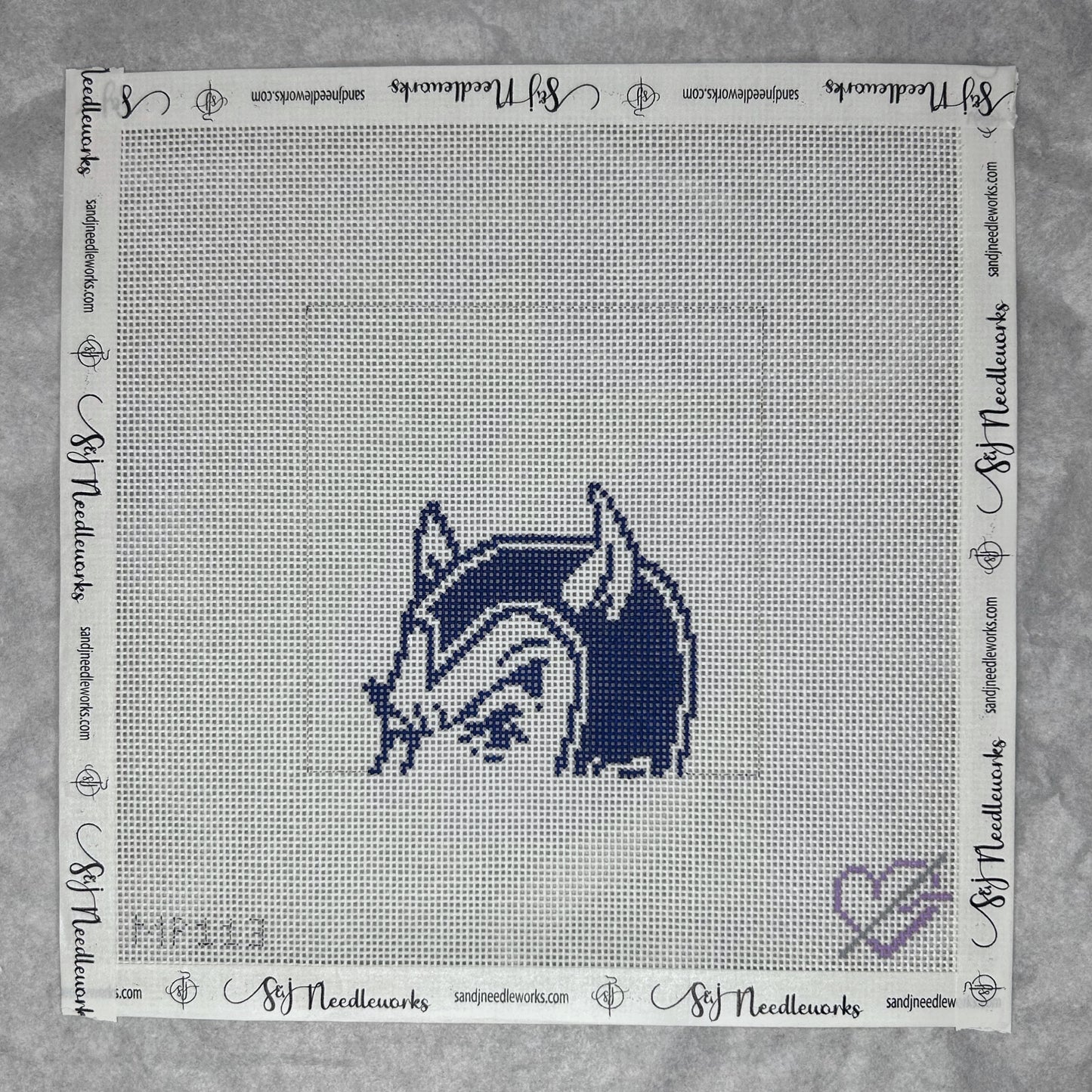 Blue Devil Mascot Canvas with Stitch Guide