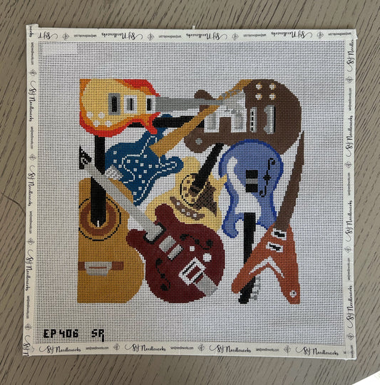 Guitars Square - Susan Roberts - Needlepoint Canvas 