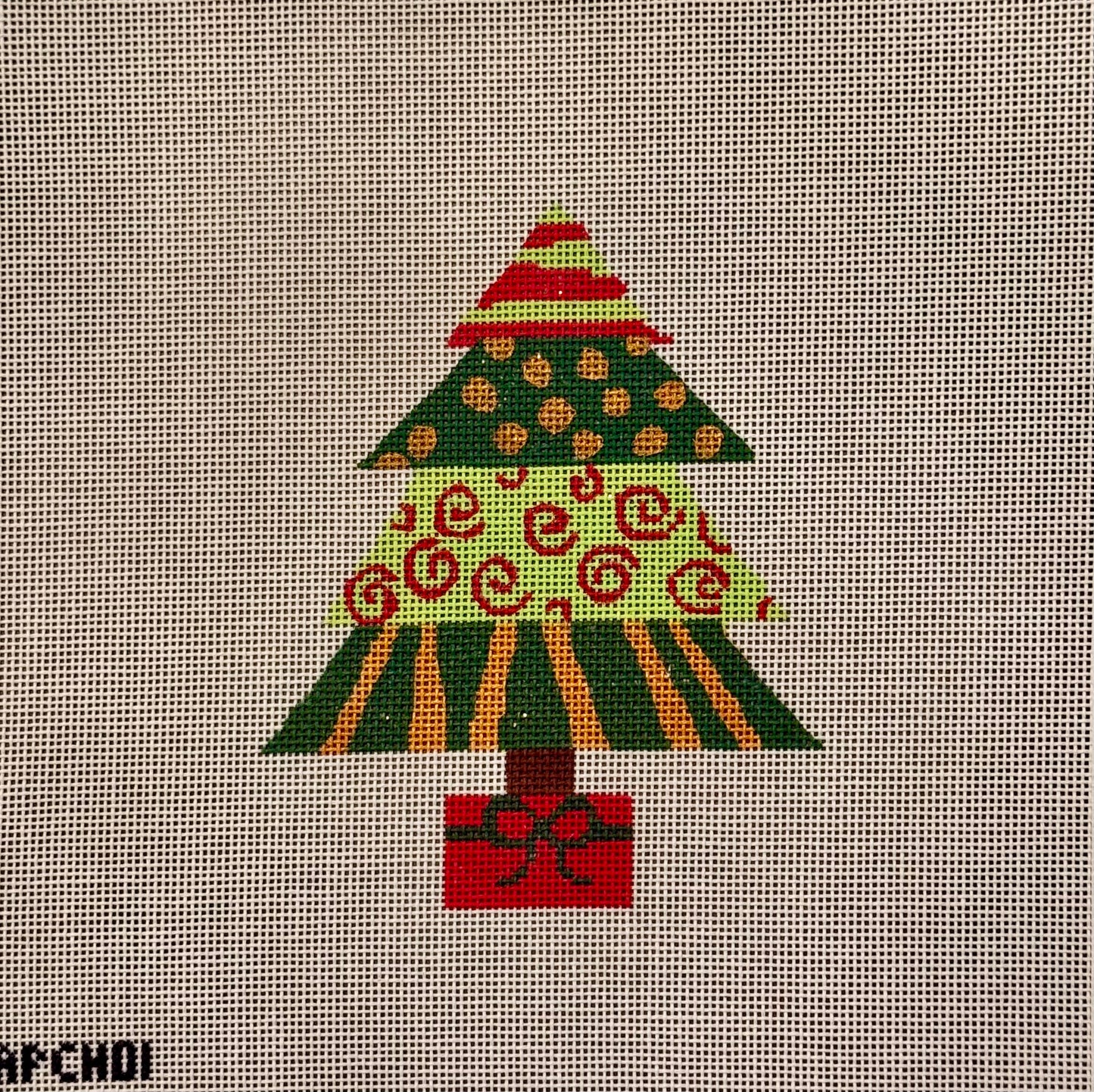 Graphic Christmas tree with present base