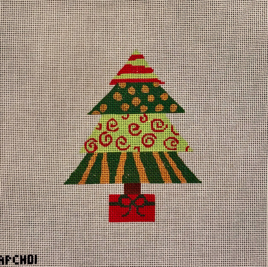Graphic Christmas tree with present base