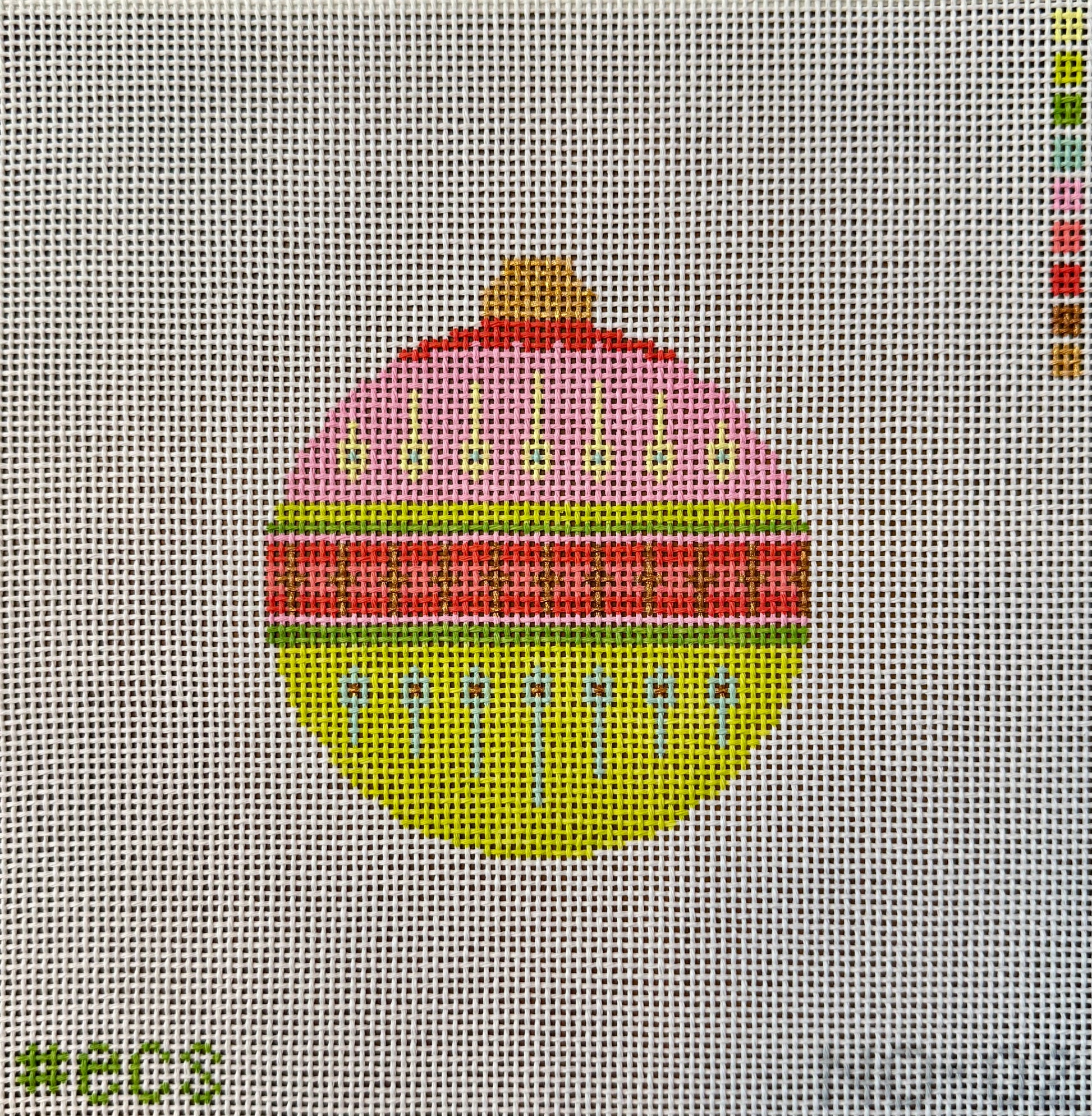 Pink round bauble - Elizabeth Crane Swartz - Needlepoint Canvas 13 mesh