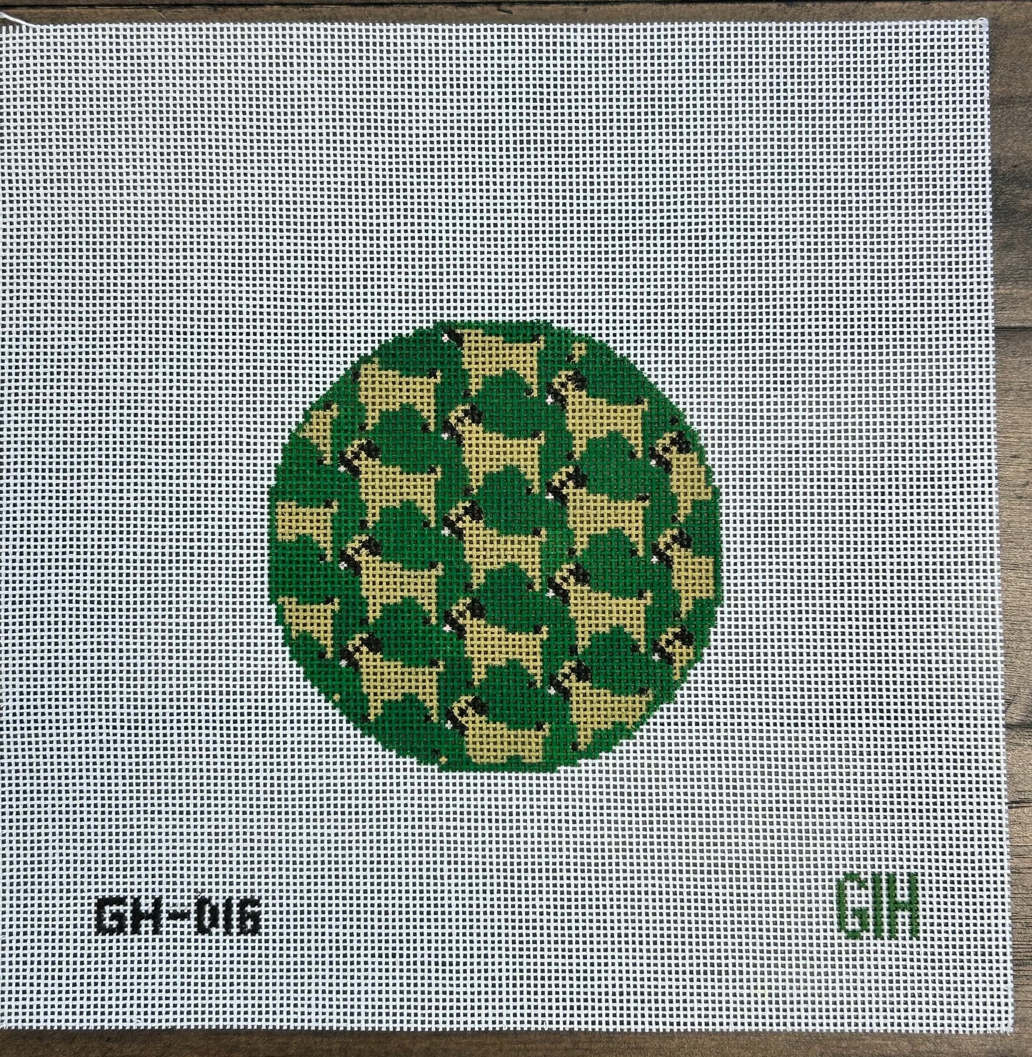 Pug Round - Mopsey Designs - Needlepoint Canvas 18 mesh