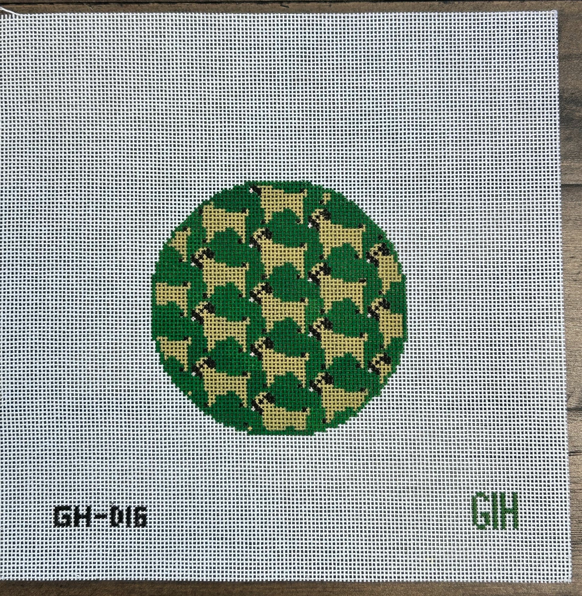 Pug Round - Mopsey Designs - Needlepoint Canvas 18 mesh