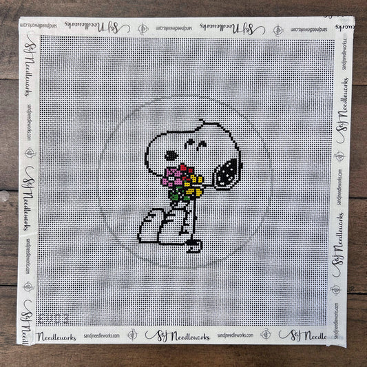 Snoopy Hugging Flowers