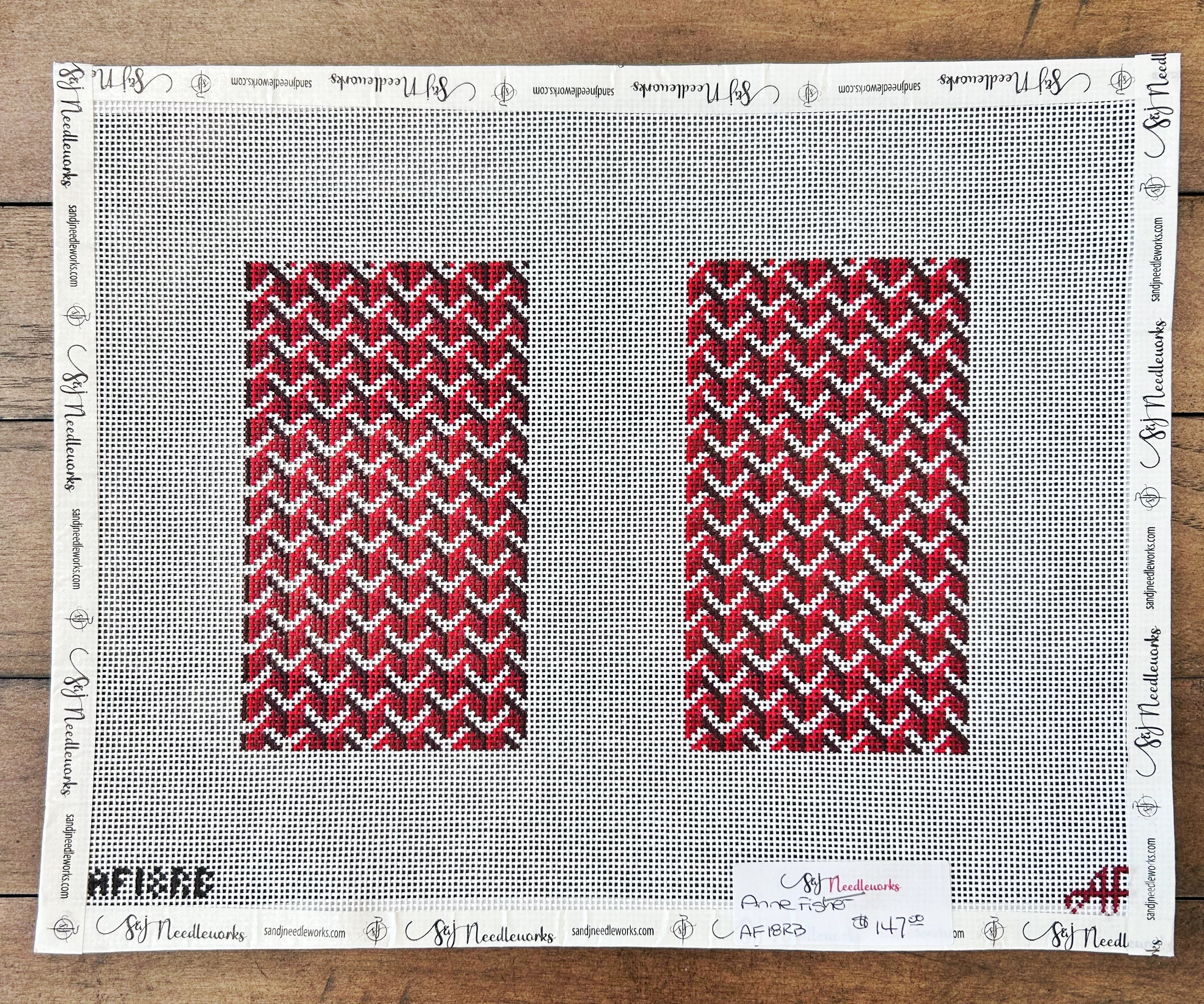 Y Pattern Booster Y Pattern, Red Black Clutch - Anne Fisher - Needlepoint Canvas – S & J ...