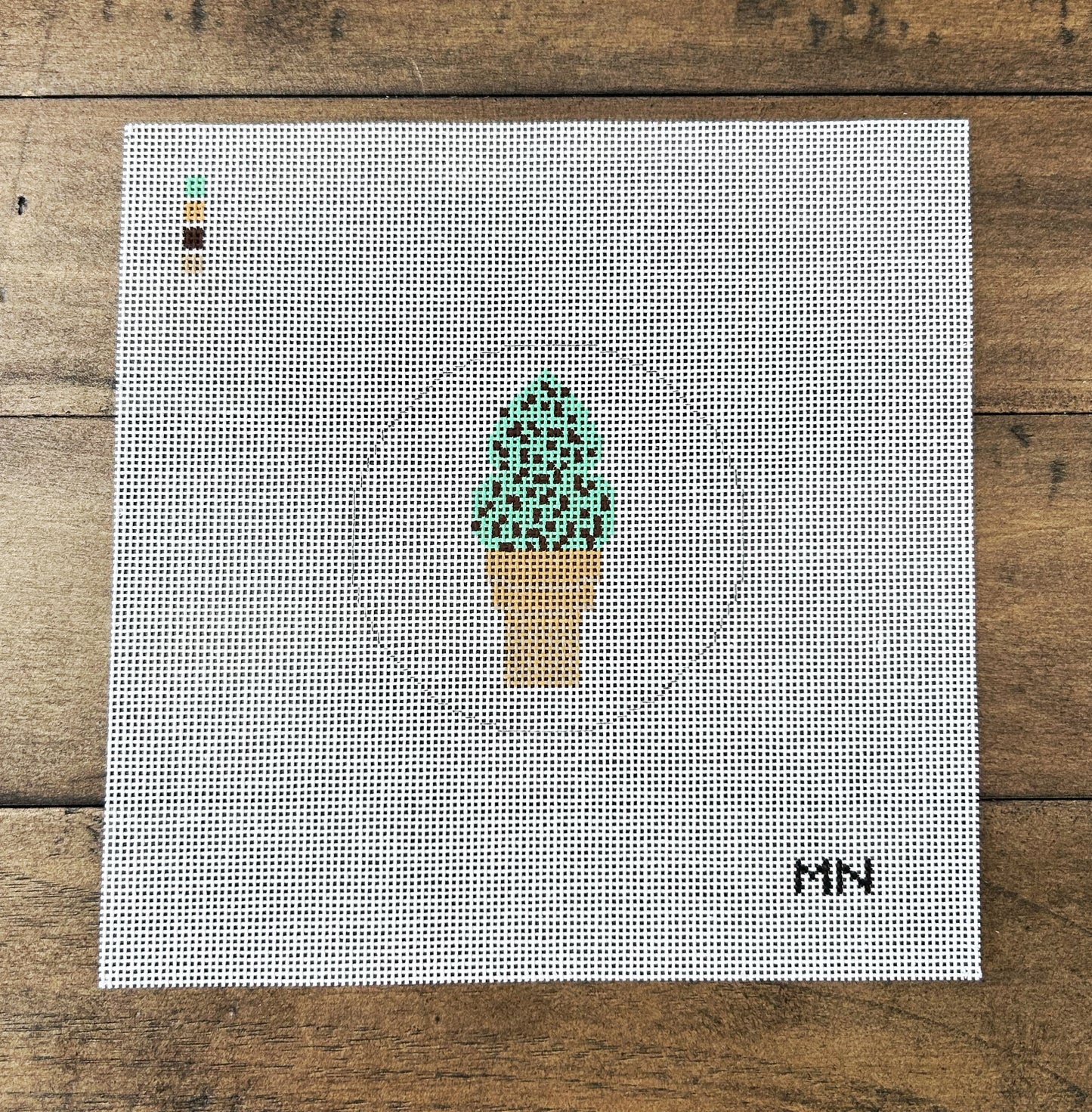 Mint Chocolate Chip Ice Cream Cone - Magnolia Needlepoint - Needlepoint Canvas 18 mesh