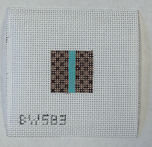 Brown Check with Aqua Mini