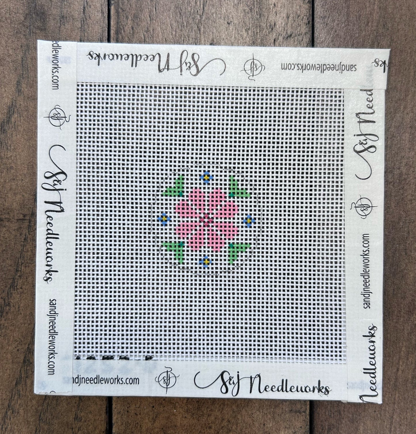 Pink Flower on White Key Fob Insert