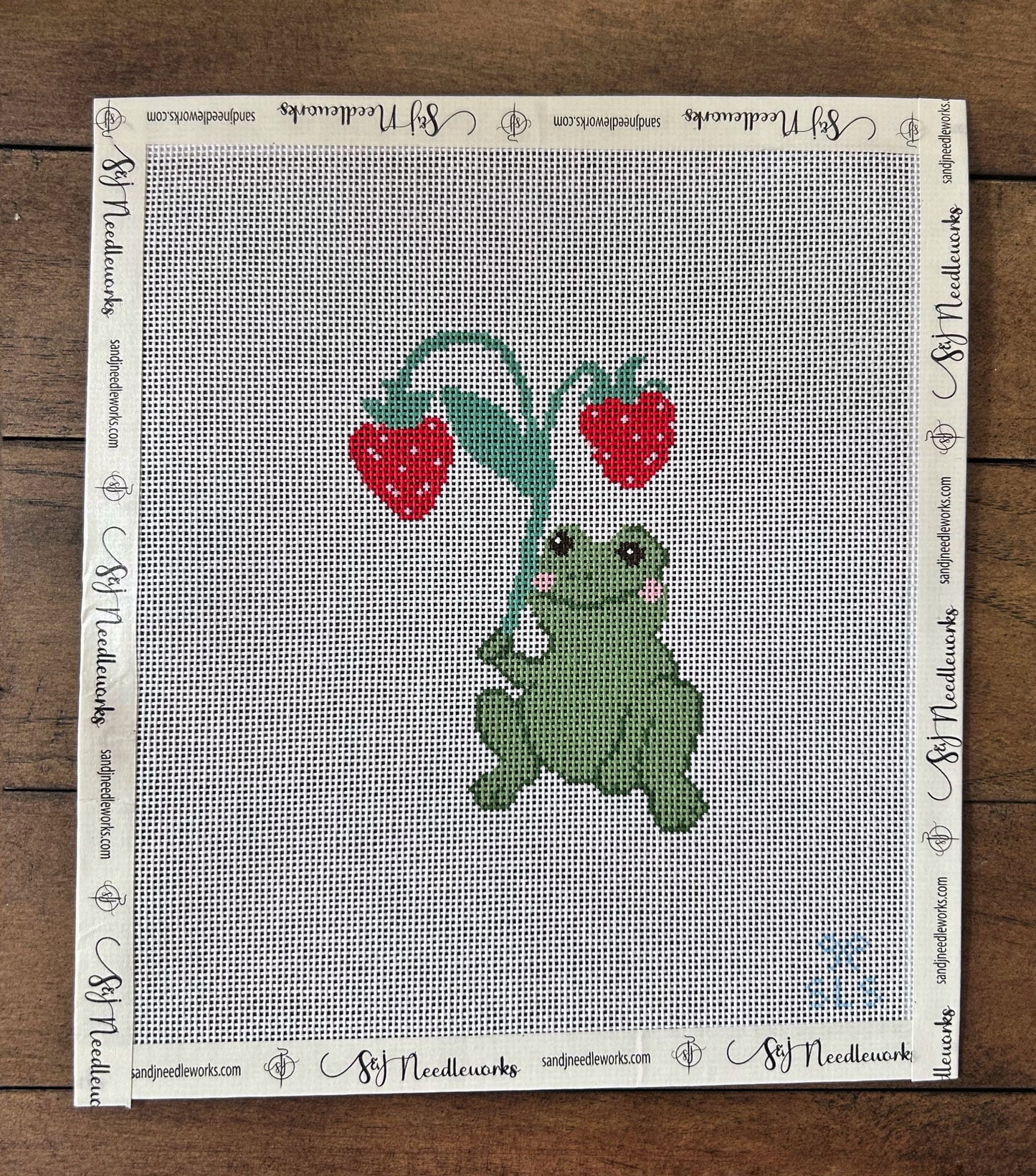 Strawberry Showers Frog - SLS Needlepoint - Needlepoint Canvas 18 mesh