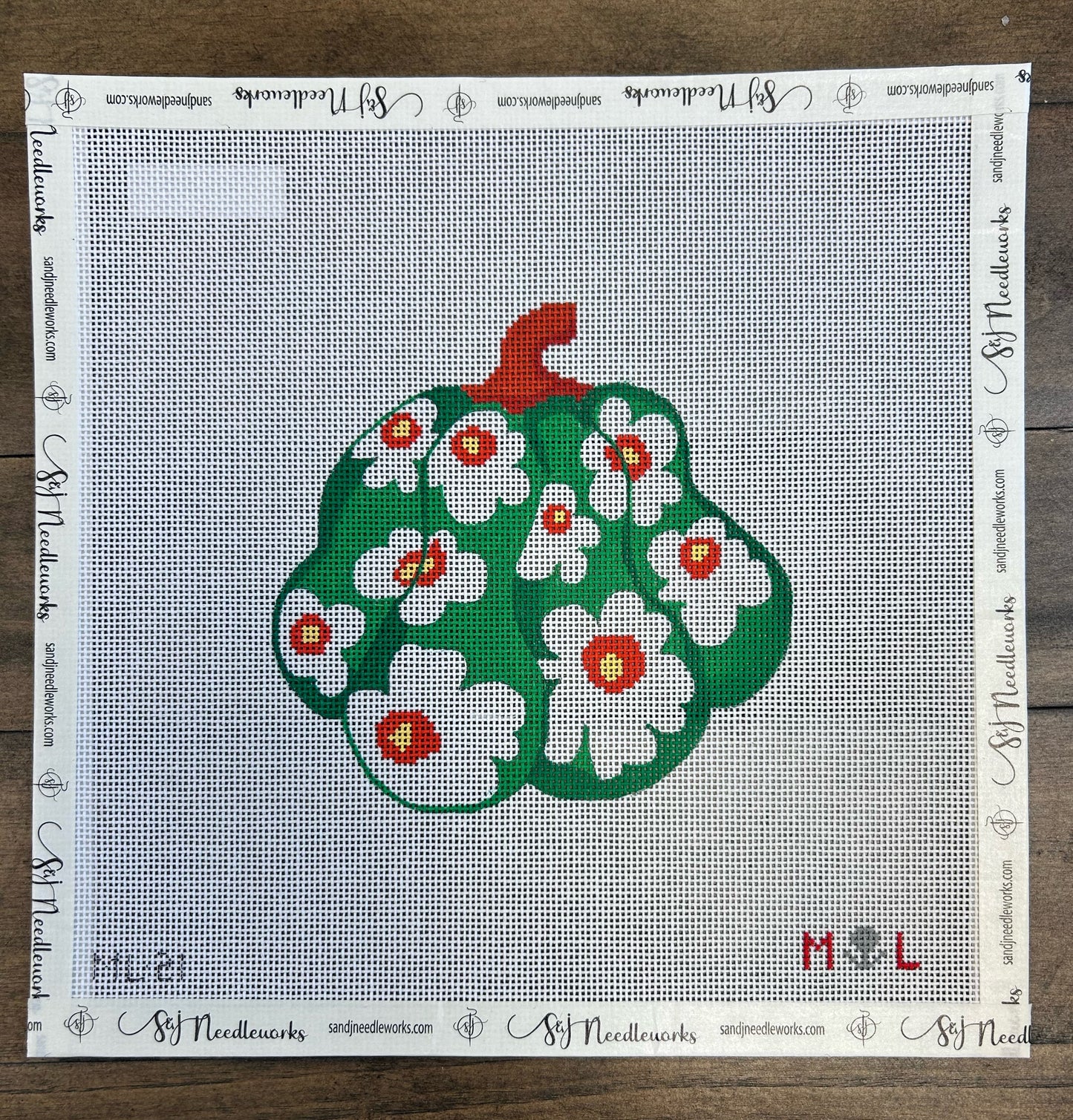 Green and White Floral Gourd