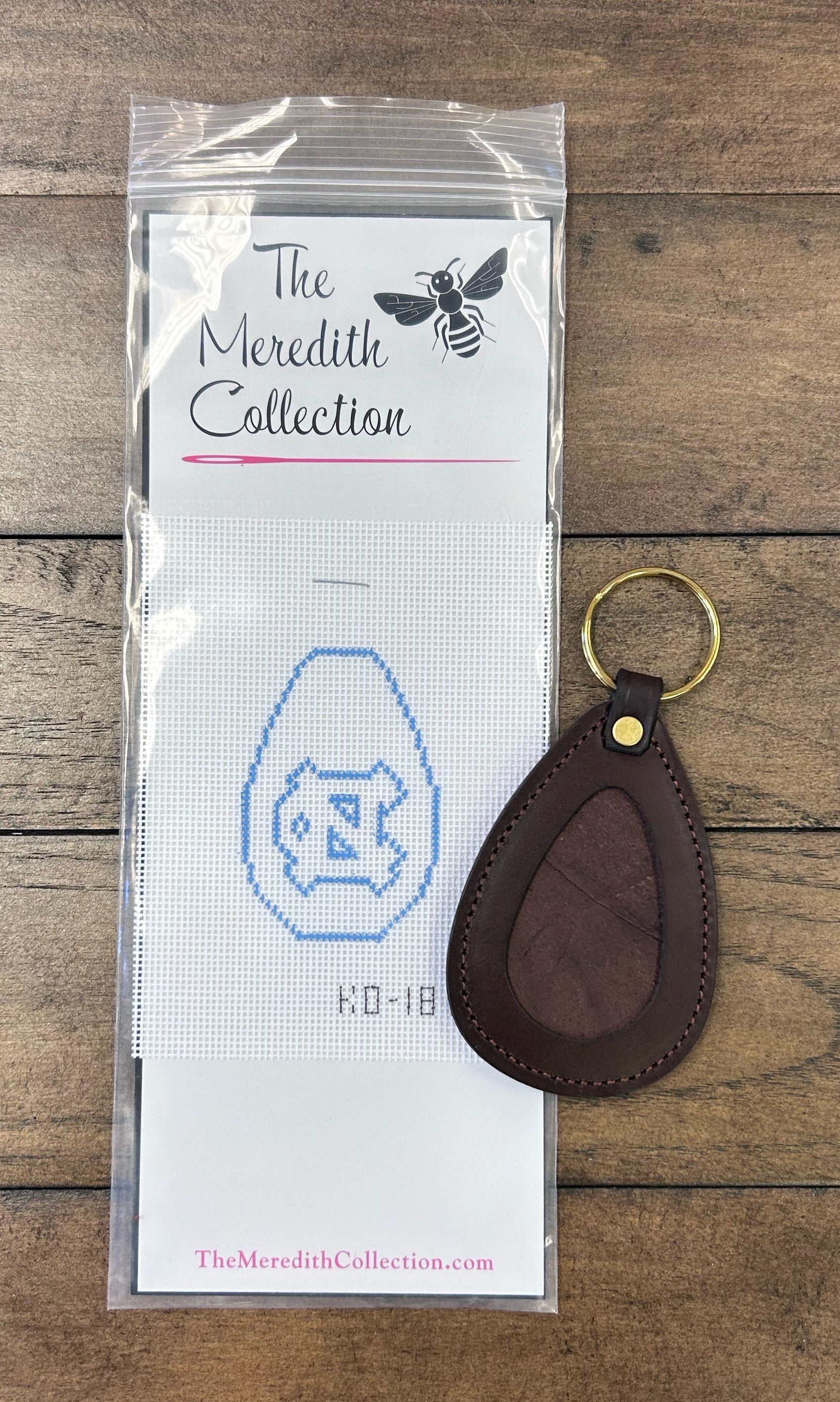 Self-finishing Leather Keychain - The Meredith Collection - Needlepoint Canvas 18 mesh