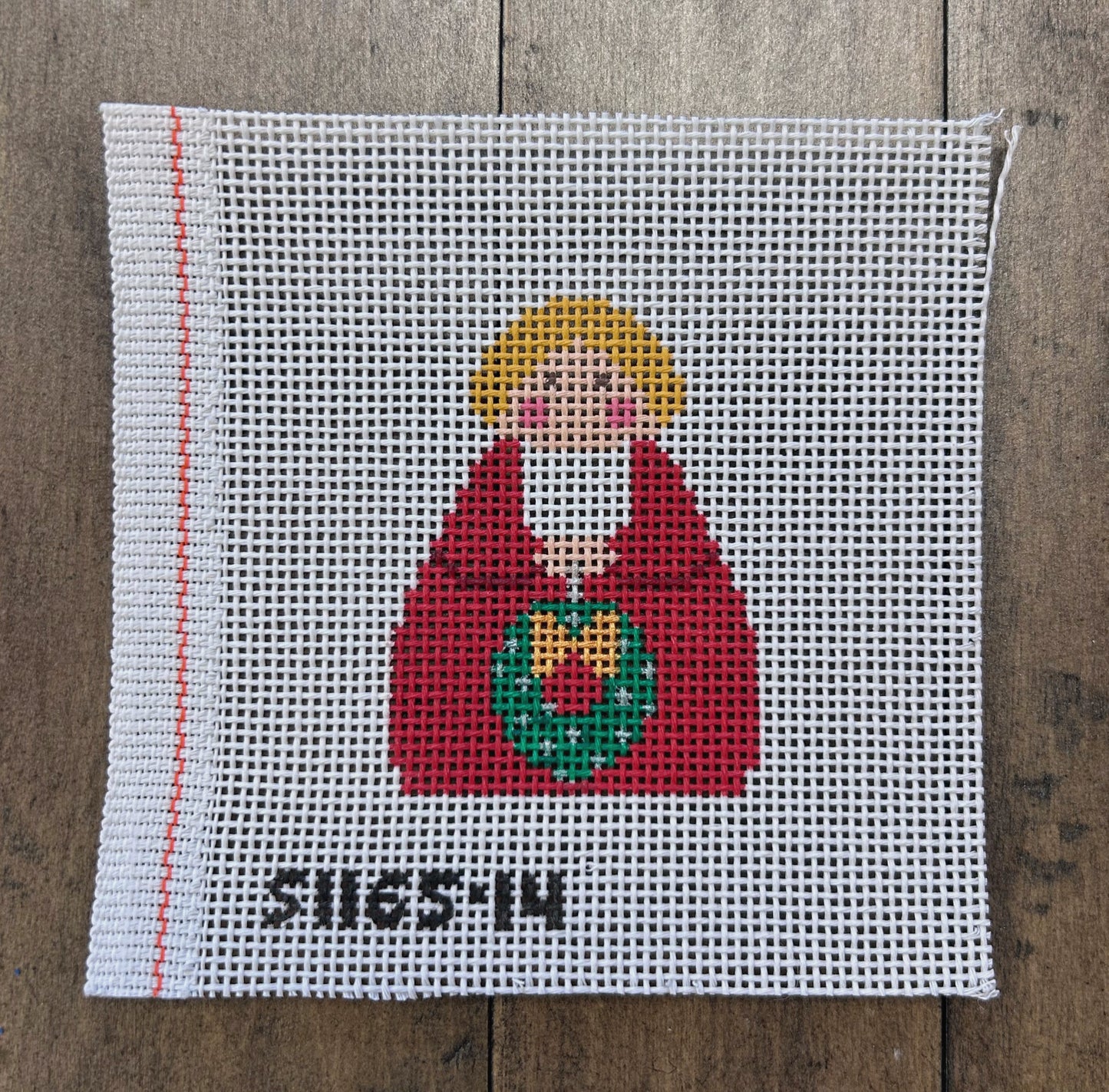 Red Angel with Green Wreath