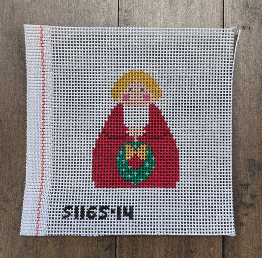 Red Angel with Green Wreath