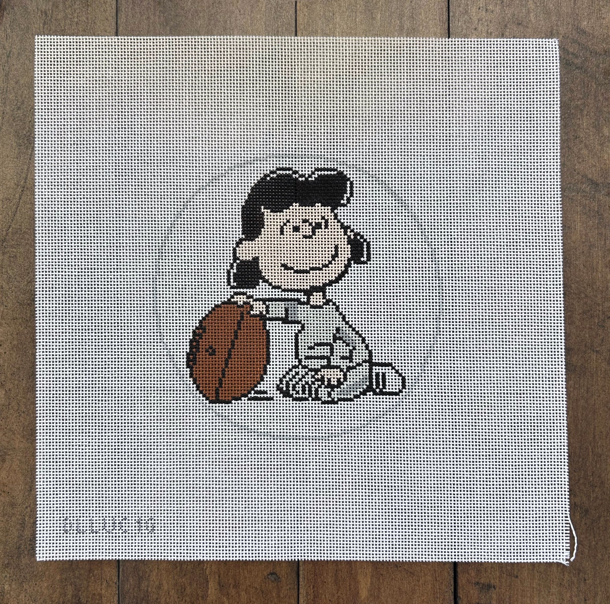 Peanuts Sports - Lucy w/ Football - Officially Needlepoint - Needlepoint Canvas 18 mesh