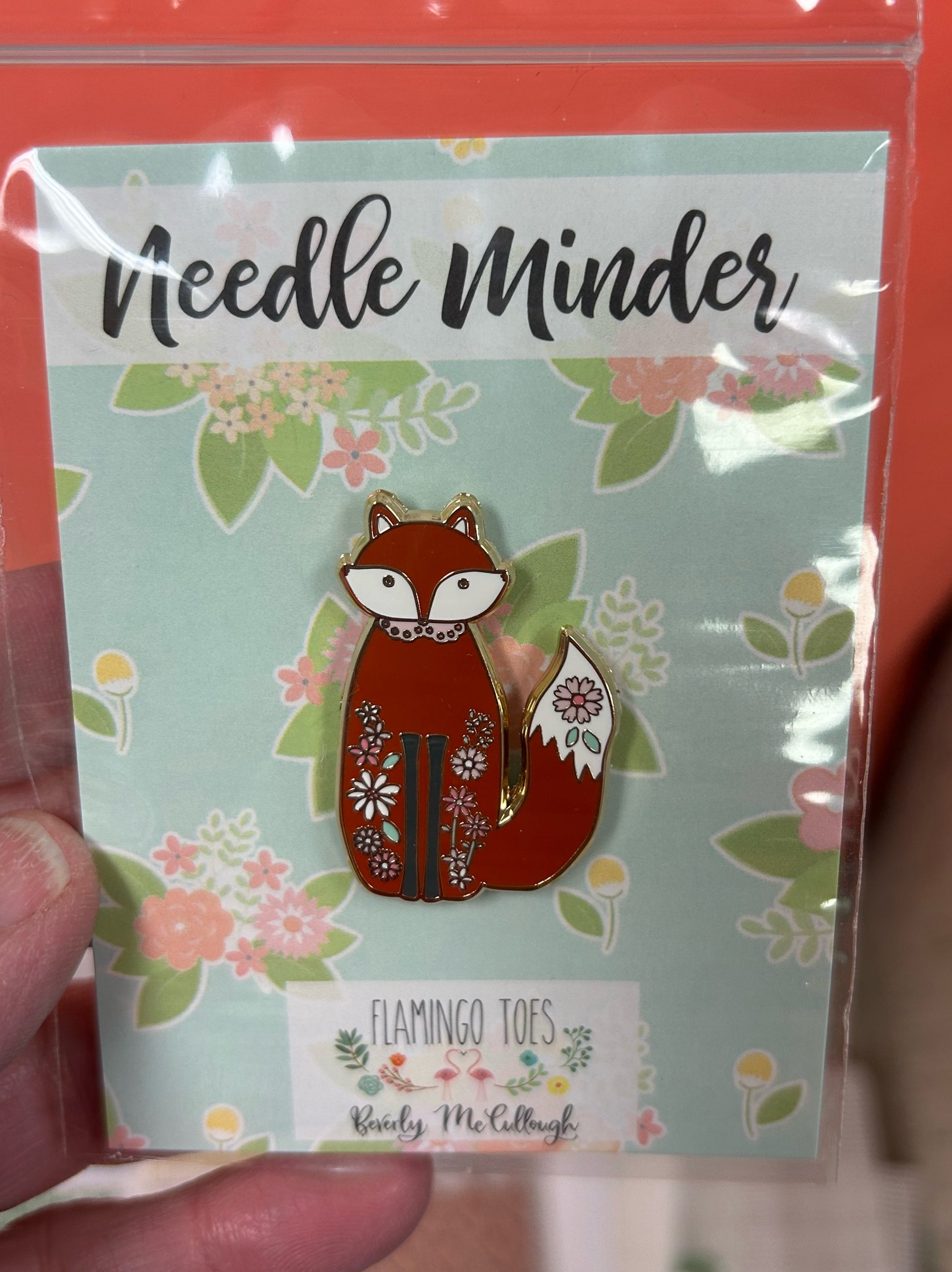 Floral Fox Needleminder - Flamingo Toes - Needlepoint Accessory 