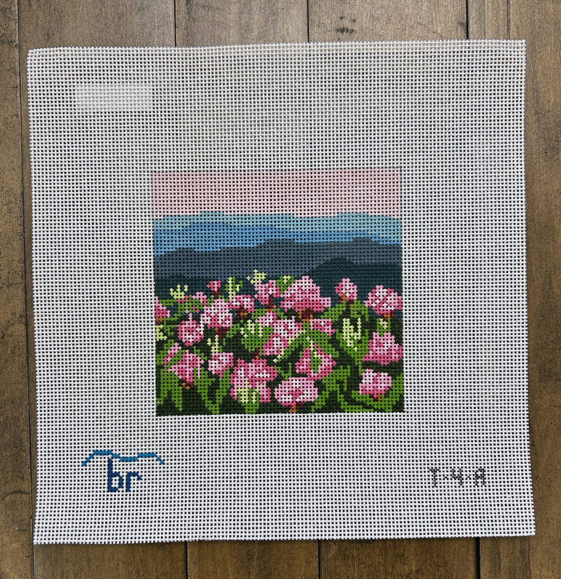 Rhododendron Mountain - Blue Ridge Stitchery - Needlepoint Canvas 13 mesh
