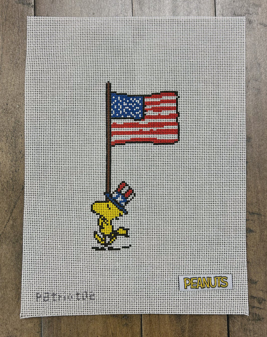 Peanuts Patriotic - Woodstock Marching with Flag