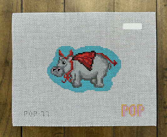 Hippo Devil - POP Needle Arts - Needlepoint Canvas 13 mesh