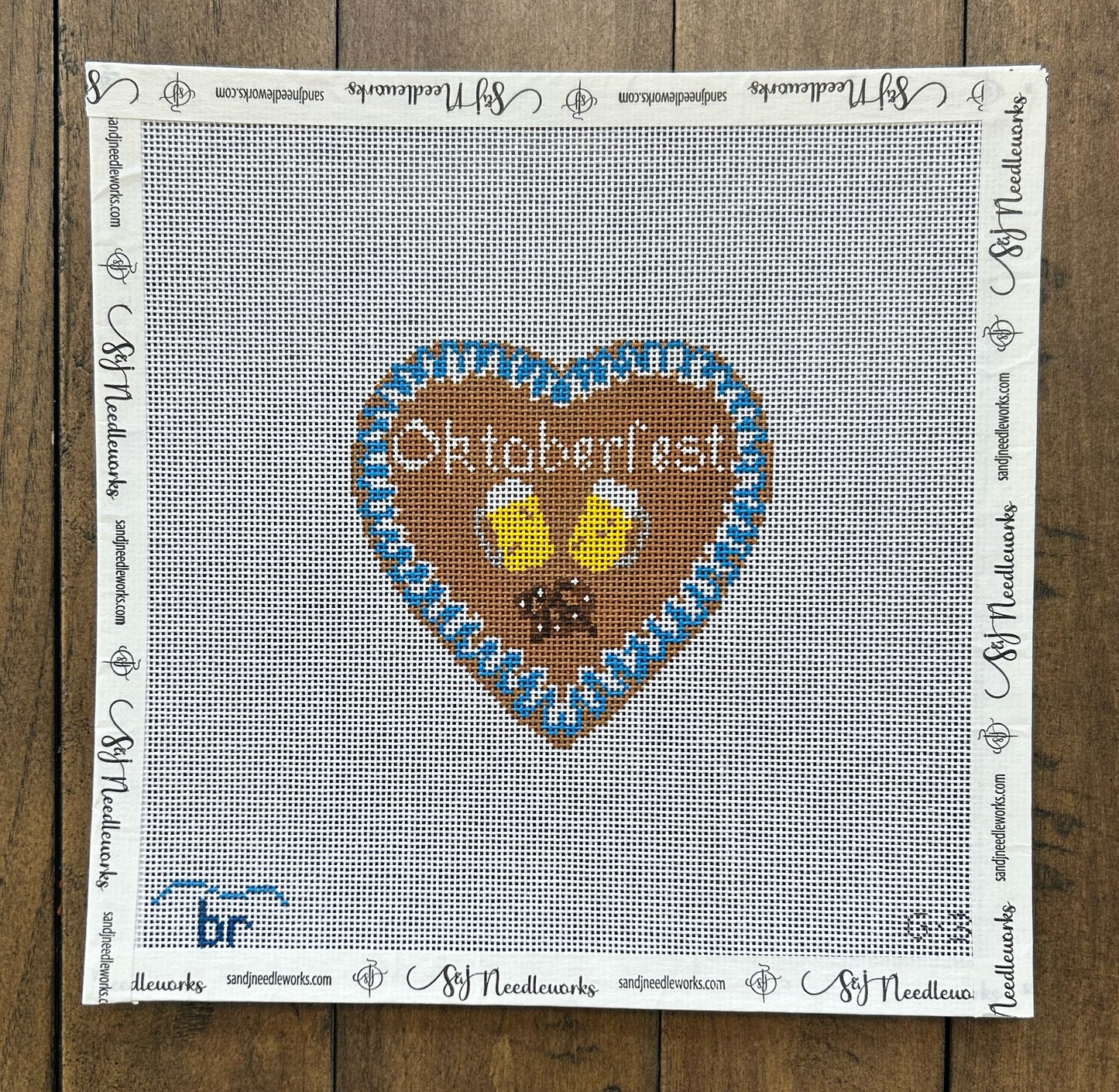 Gingerbread Heart - Oktoberfest - Blue Ridge Stitchery - Needlepoint Canvas 18 mesh