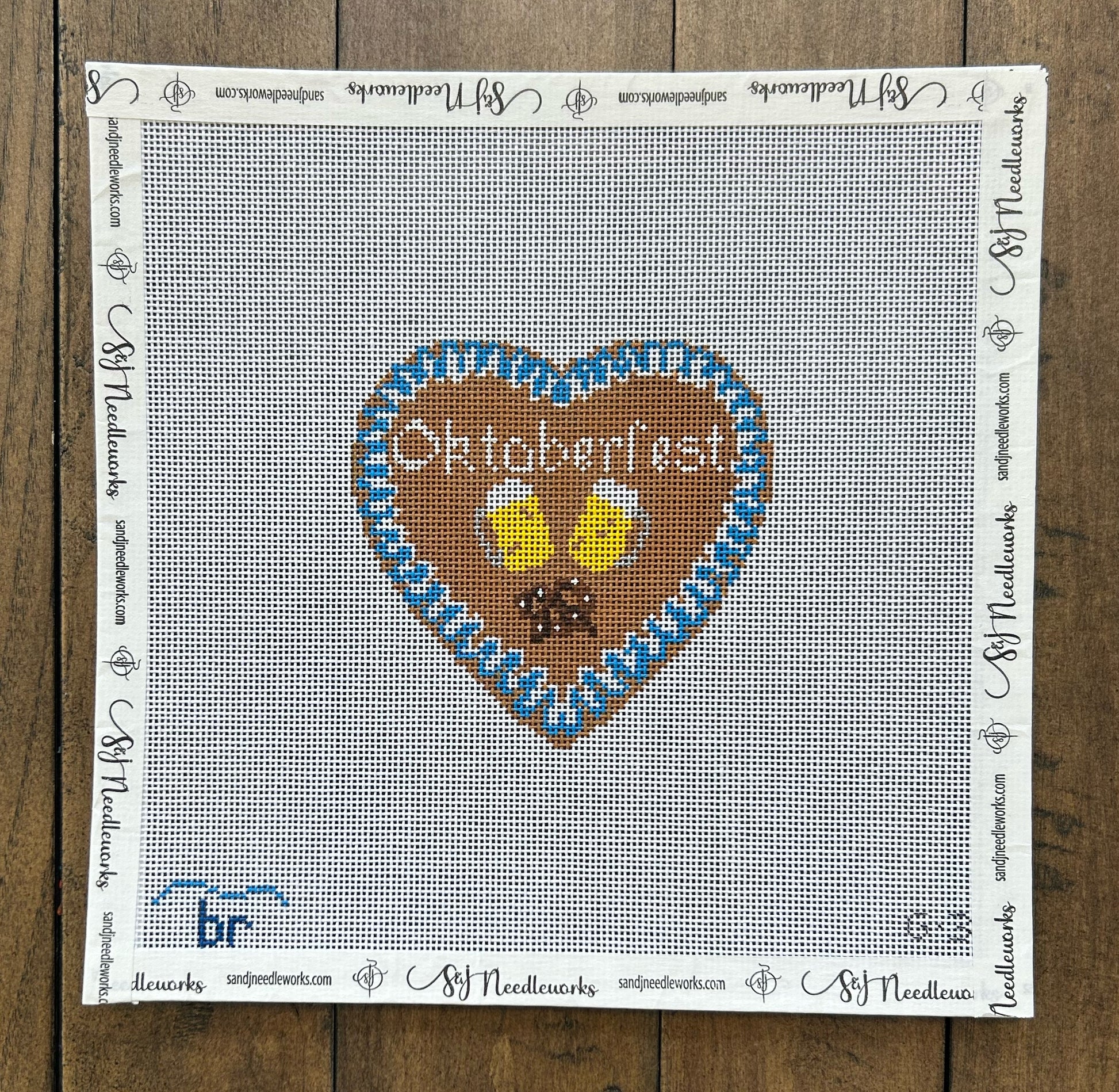 Gingerbread Heart - Oktoberfest - Blue Ridge Stitchery - Needlepoint Canvas 18 mesh