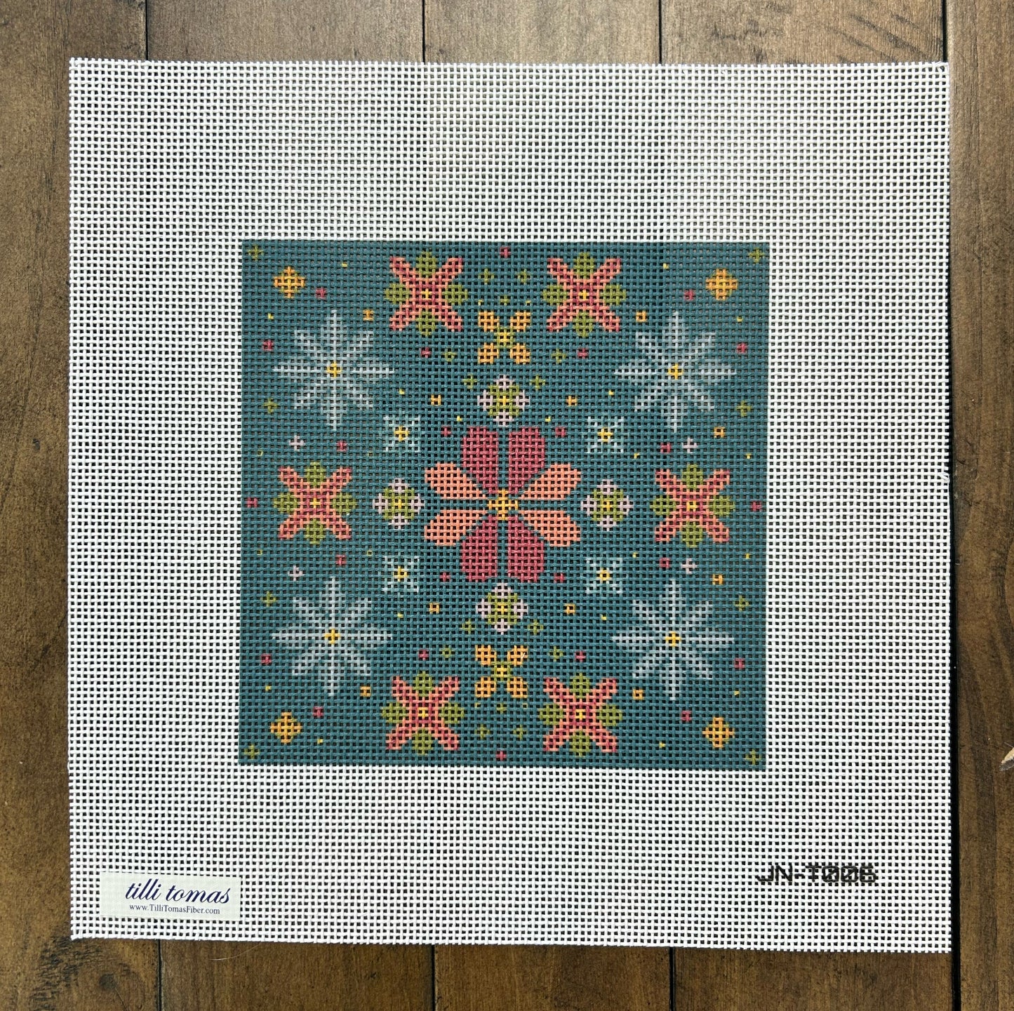 Blue Winter Floral Mandala Canvas