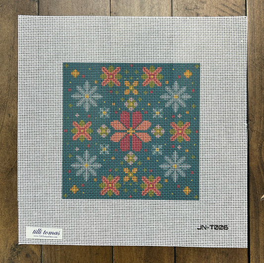 Blue Winter Floral Mandala Canvas