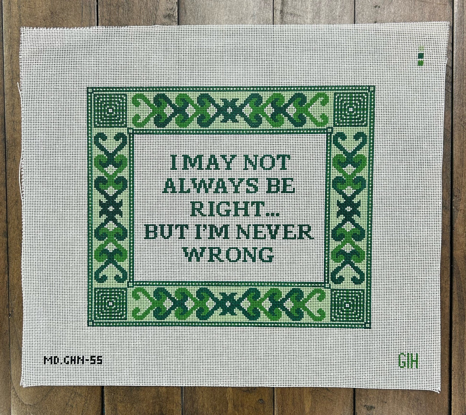 I May Not Be Right ... But I'm Never Wrong - Mopsey Designs - Needlepoint Canvas 18 mesh