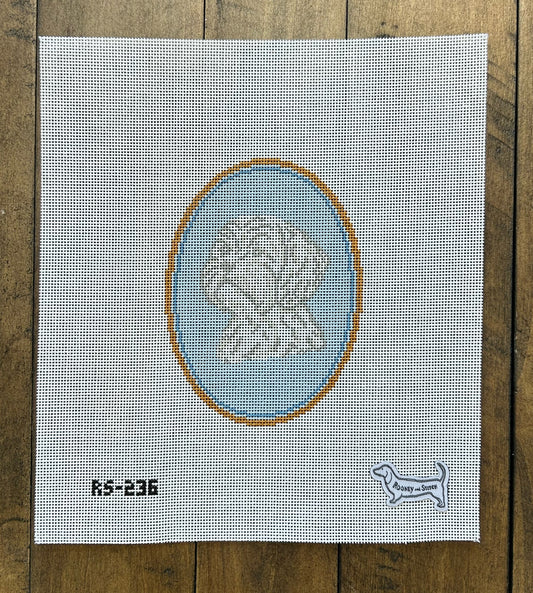 Maltese Cameo - Atlantic Blue Canvas - Needlepoint Canvas 18 mesh