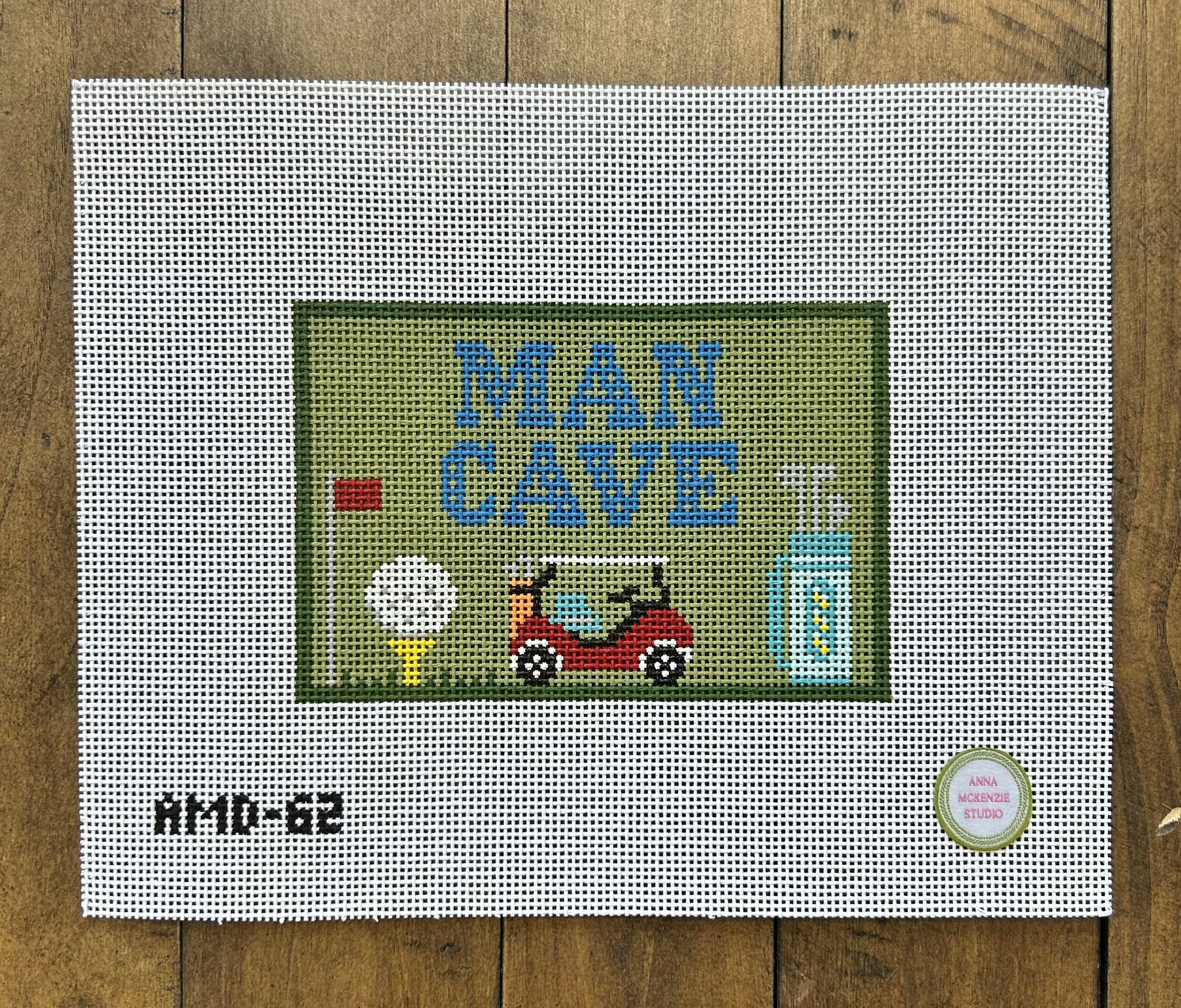 Man Cave - Golf - Atlantic Blue Canvas - Needlepoint Canvas 13 mesh