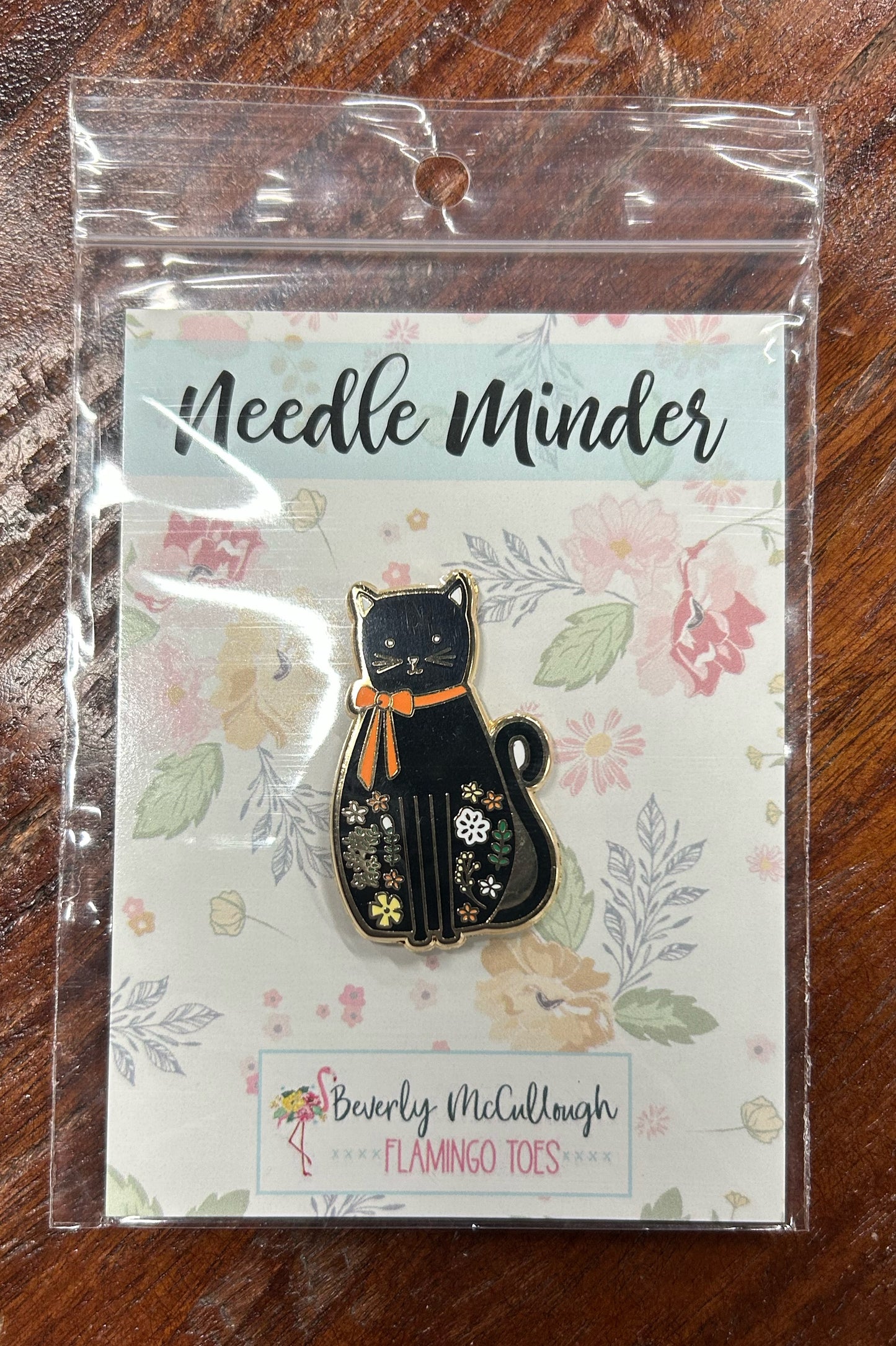 Black Cat Needle Minder - Flamingo Toes - Needlepoint Accessory 