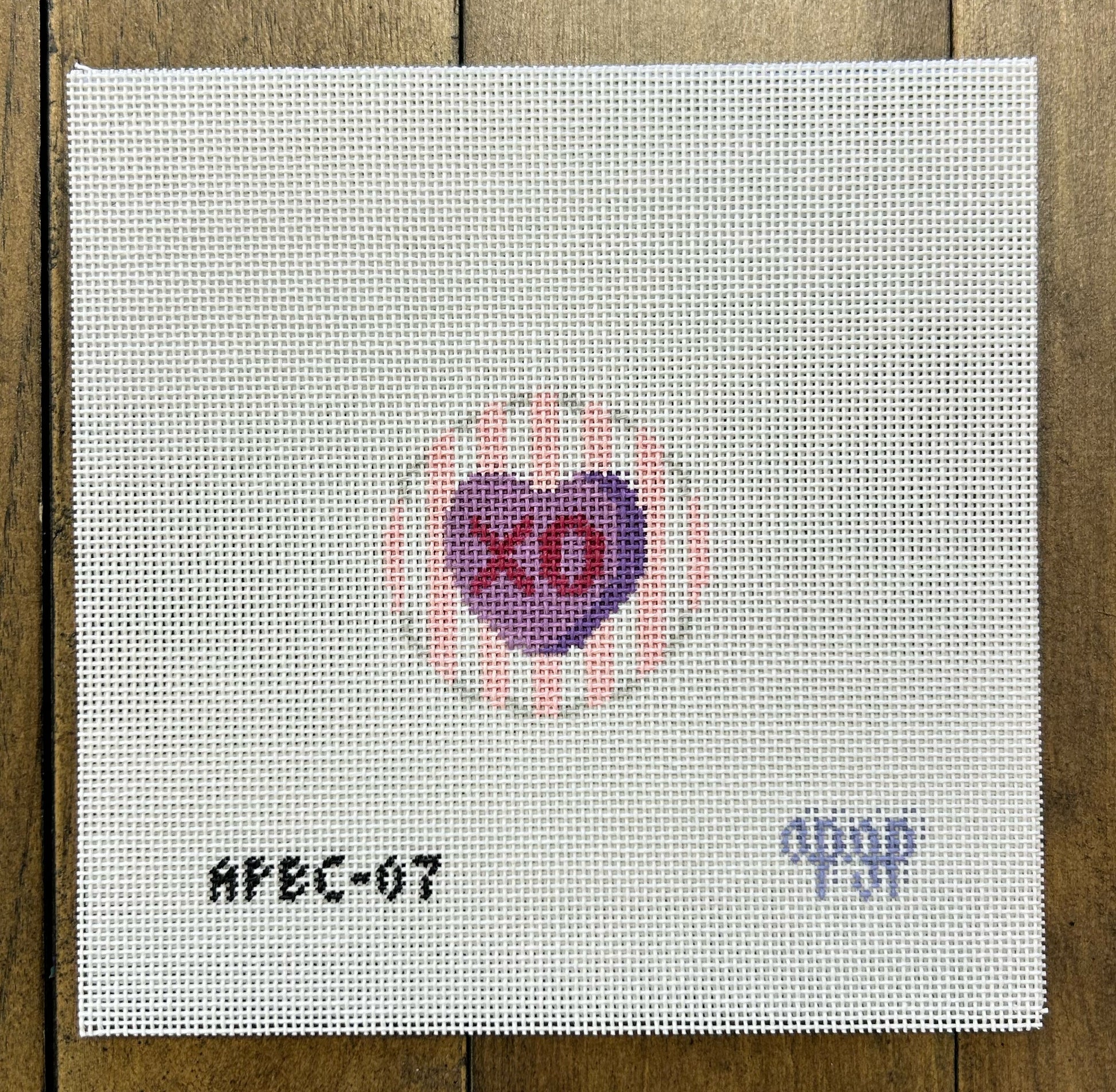 Candy Heart Bag Tag - Melissa Loves Needlepoint - Needlepoint Canvas 18 mesh