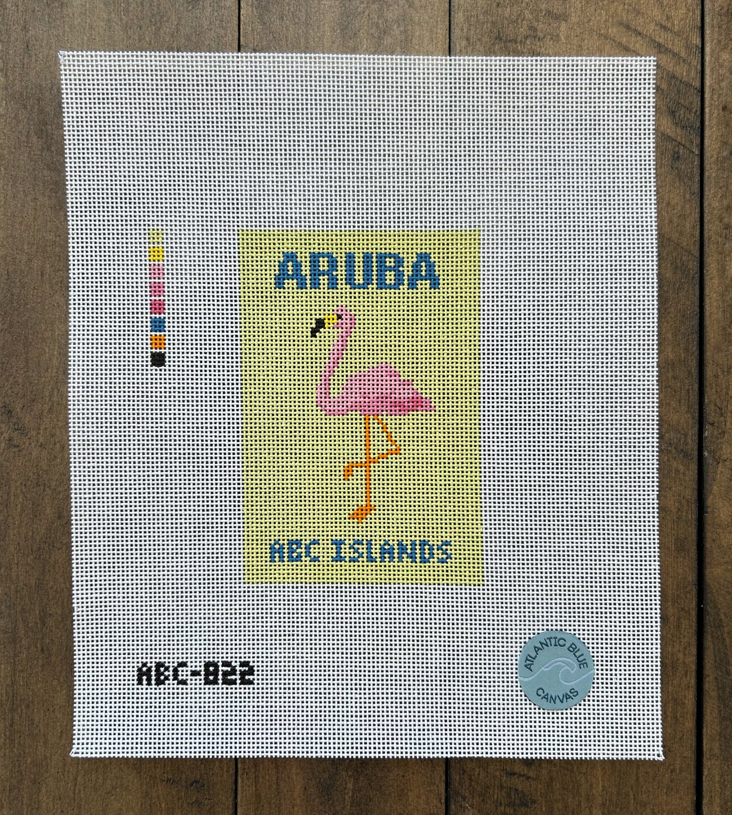 Aruba Travel Book - Atlantic Blue Canvas - Needlepoint Canvas 18 mesh
