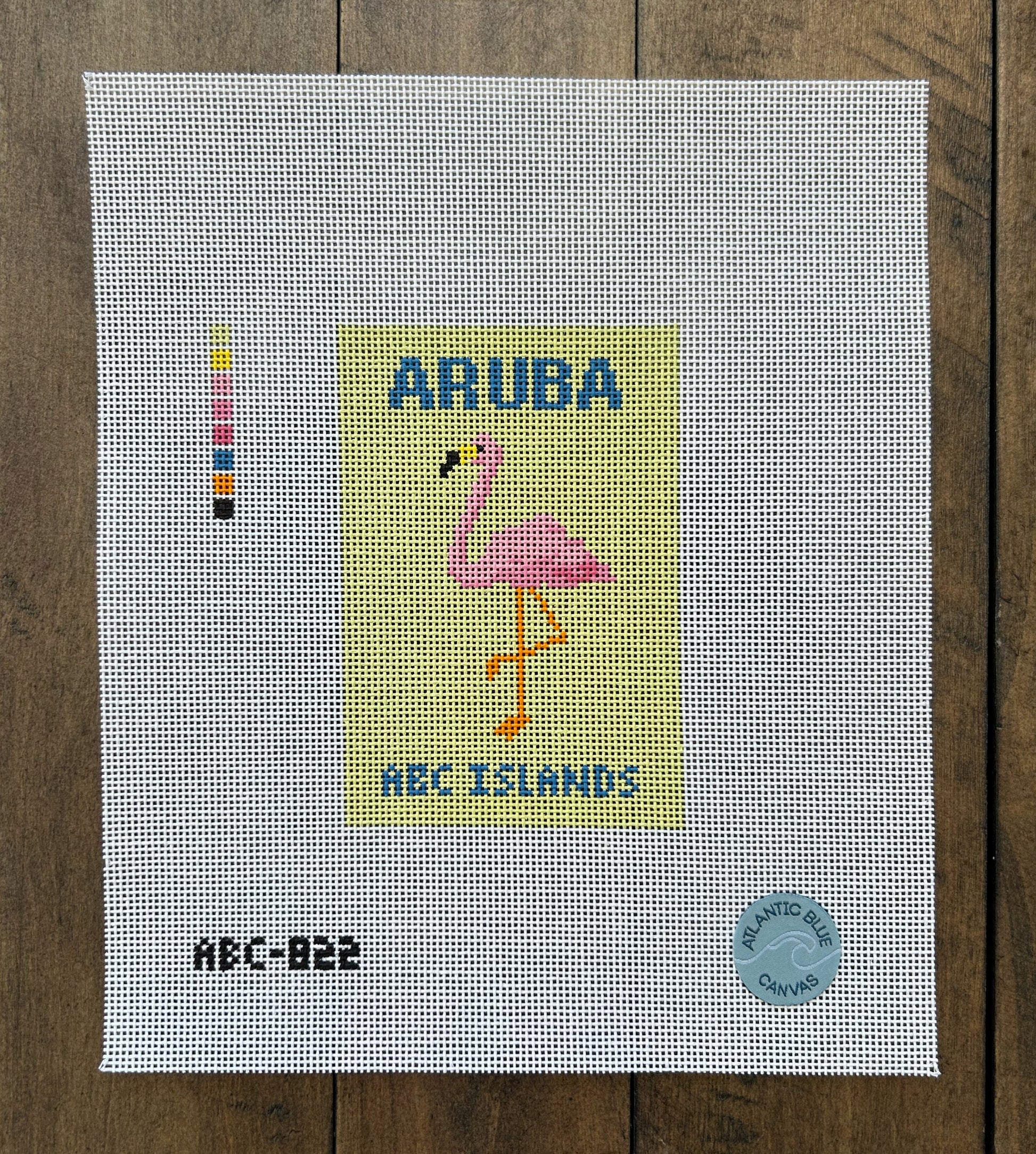 Aruba Travel Book - Atlantic Blue Canvas - Needlepoint Canvas 18 mesh