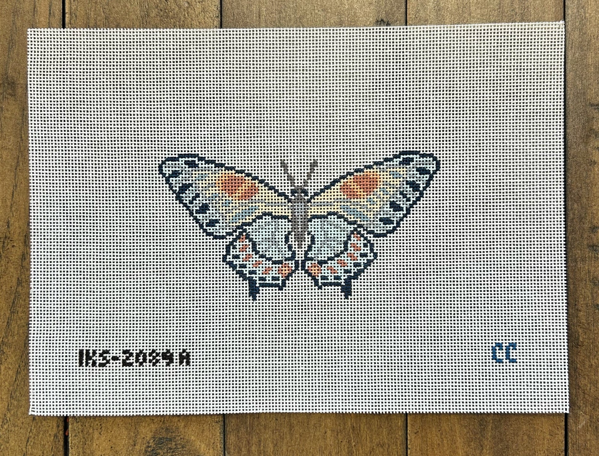 Fall Butterfly Ornament - Initial K Studios - Needlepoint Canvas 18 mesh