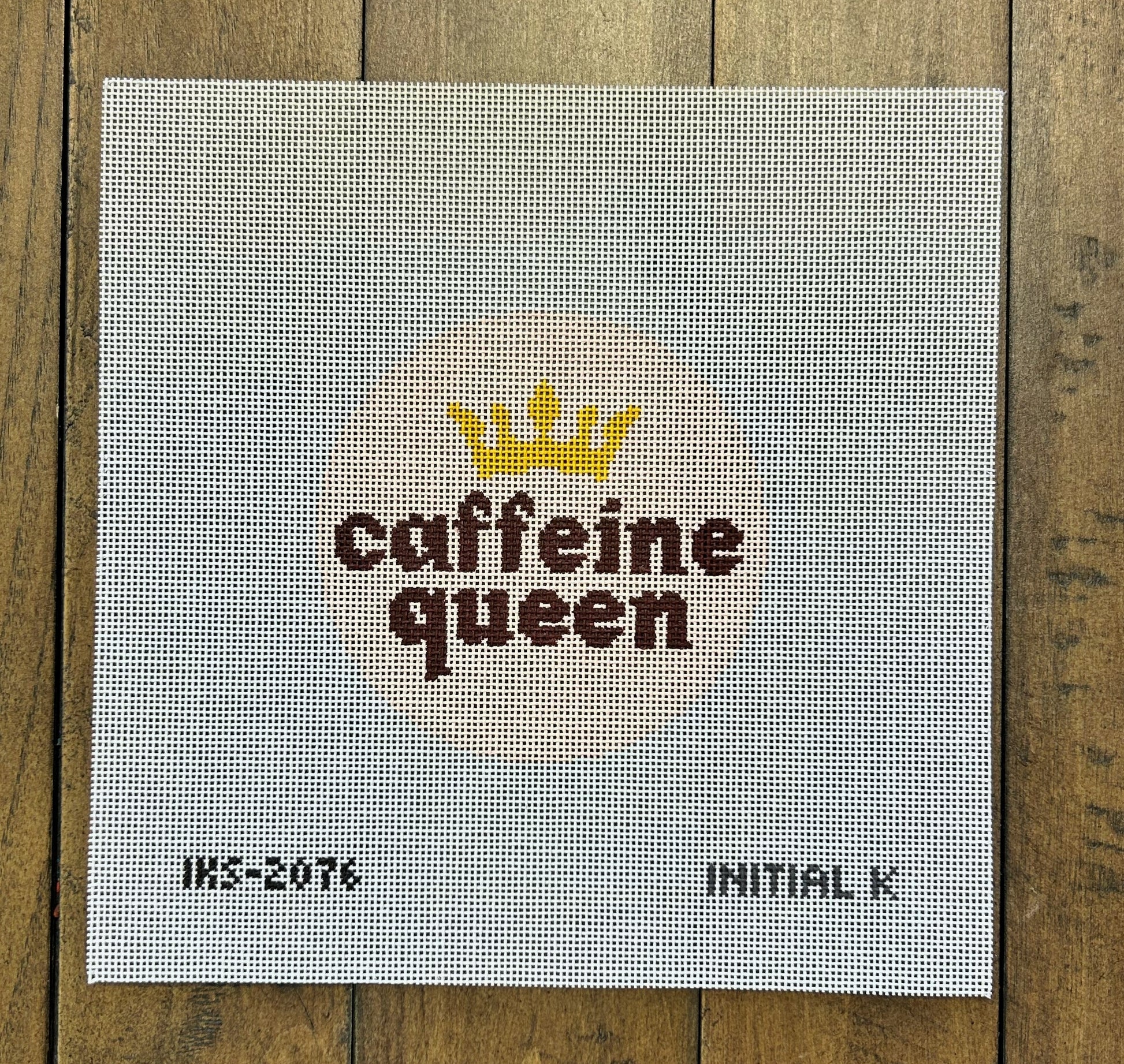 Caffeine Queen Ornament - Initial K Studios - Needlepoint Canvas 13 mesh