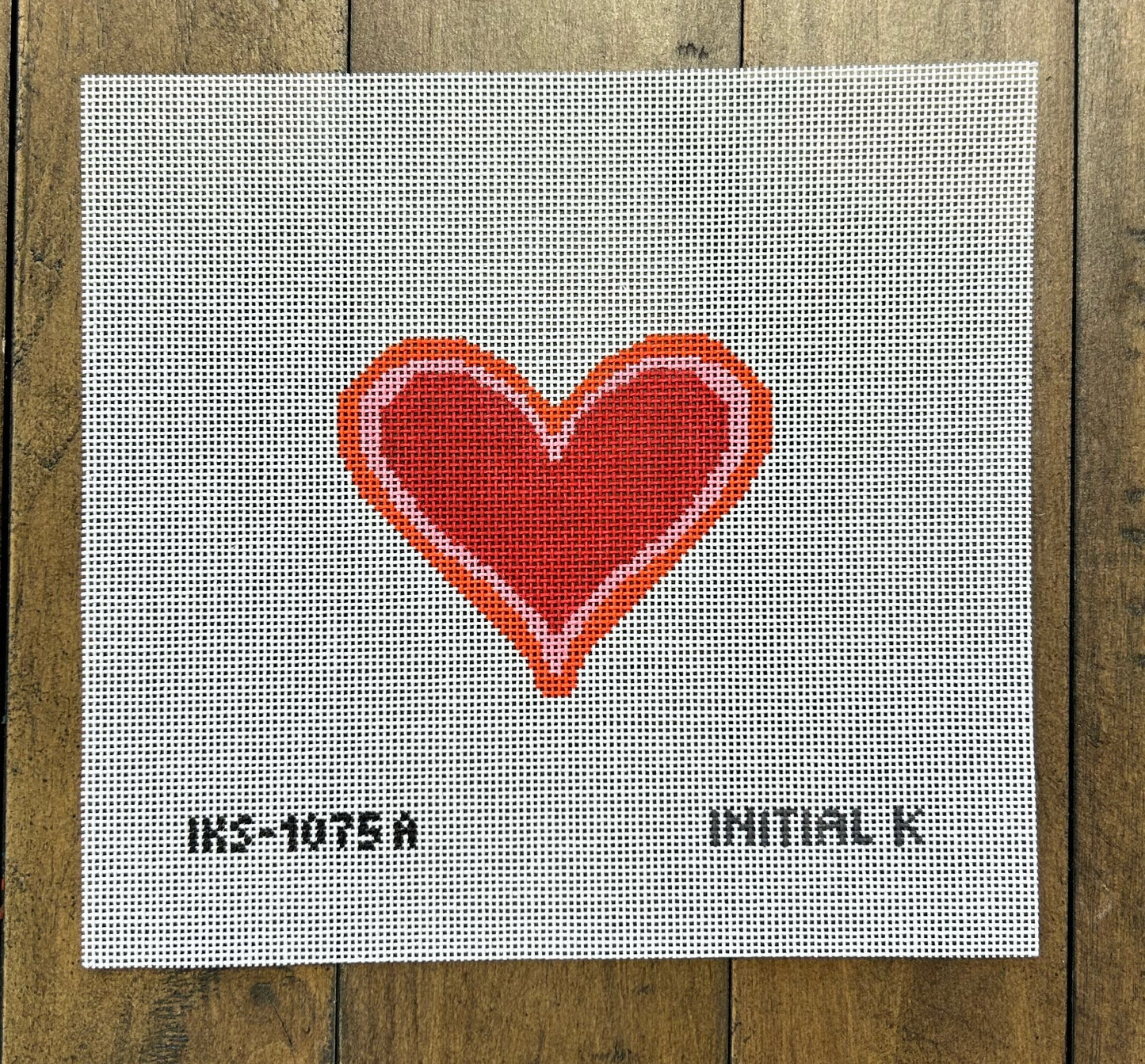 Tiny Heart - Initial K Studios - Needlepoint Canvas 18 mesh