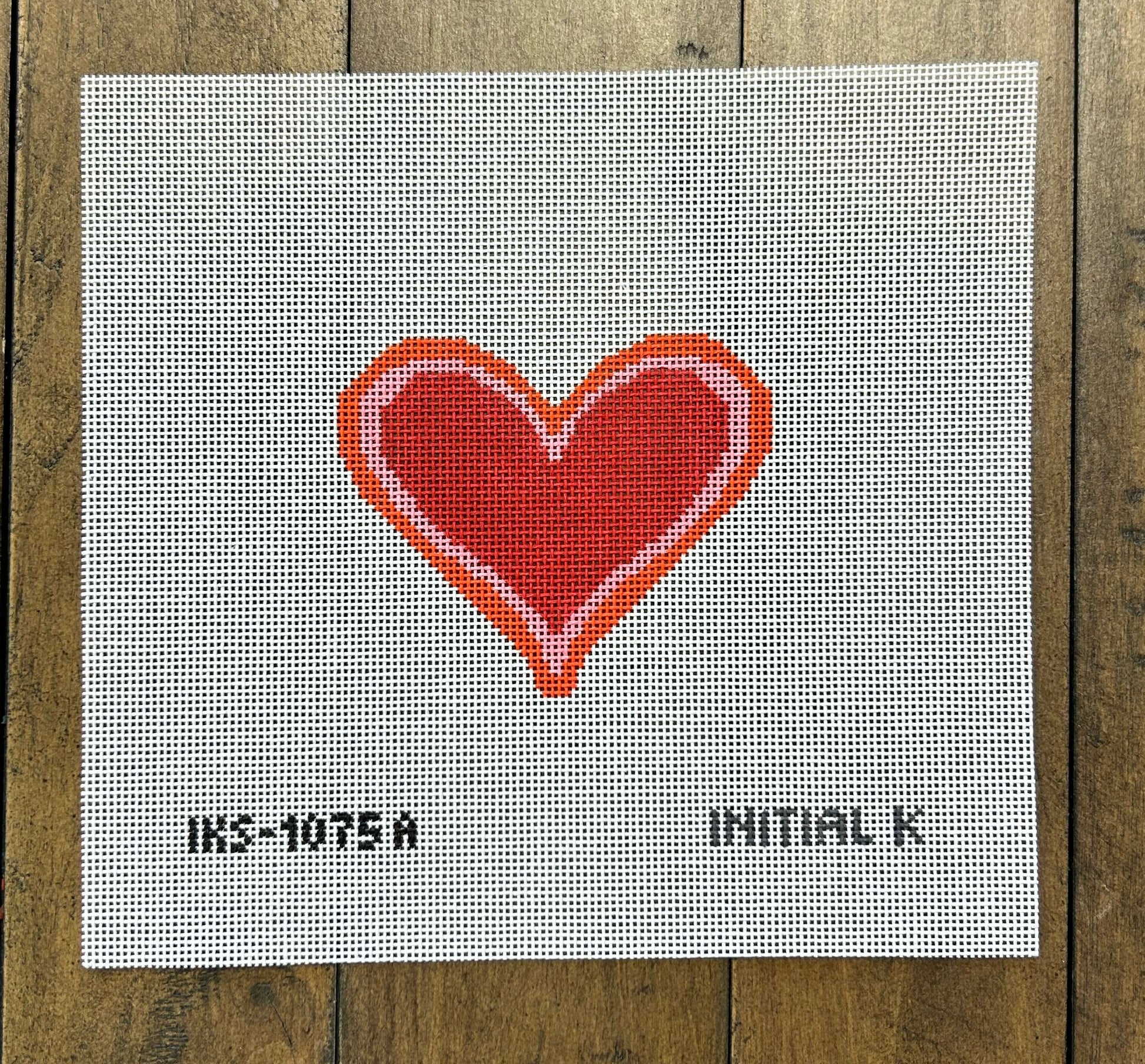 Tiny Heart - Initial K Studios - Needlepoint Canvas 18 mesh