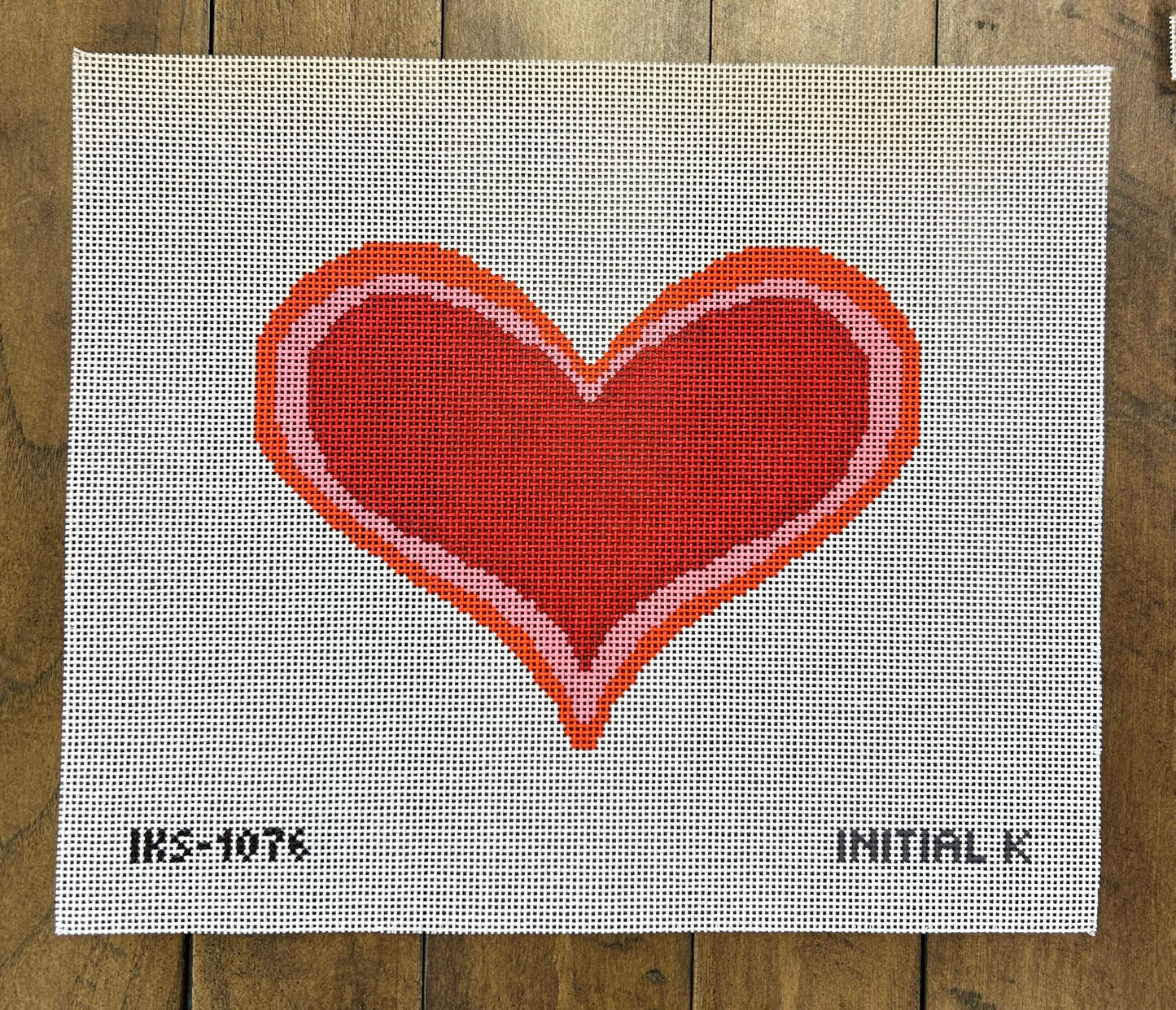 Big Heart - Initial K Studios - Needlepoint Canvas 13 mesh