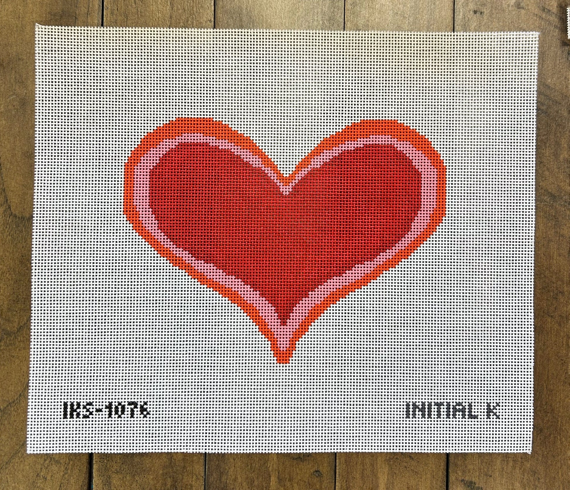Big Heart - Initial K Studios - Needlepoint Canvas 13 mesh