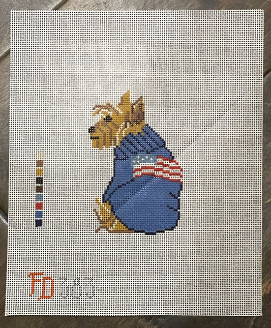 Terrier in US Flag Sweater