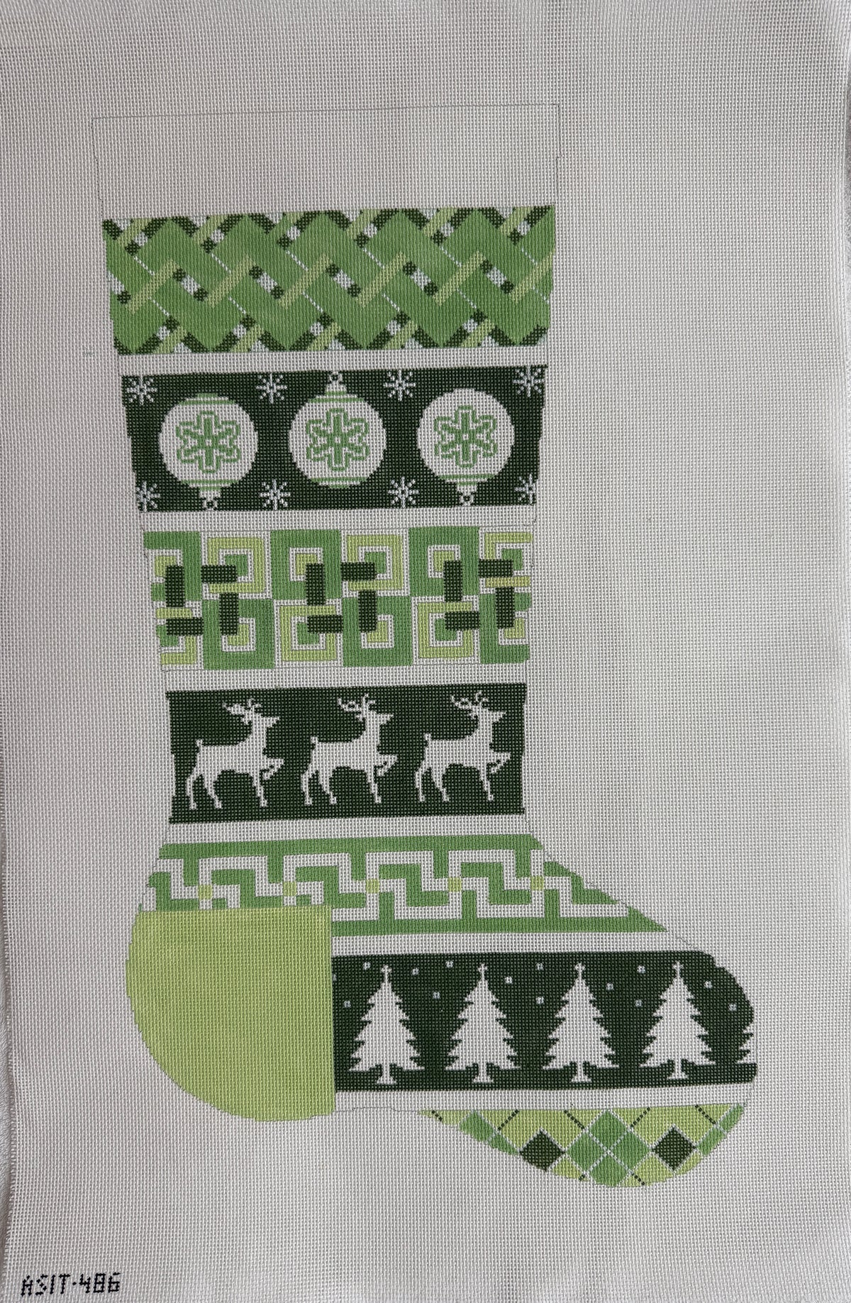 Large Green Stocking - Horizontal Lines
