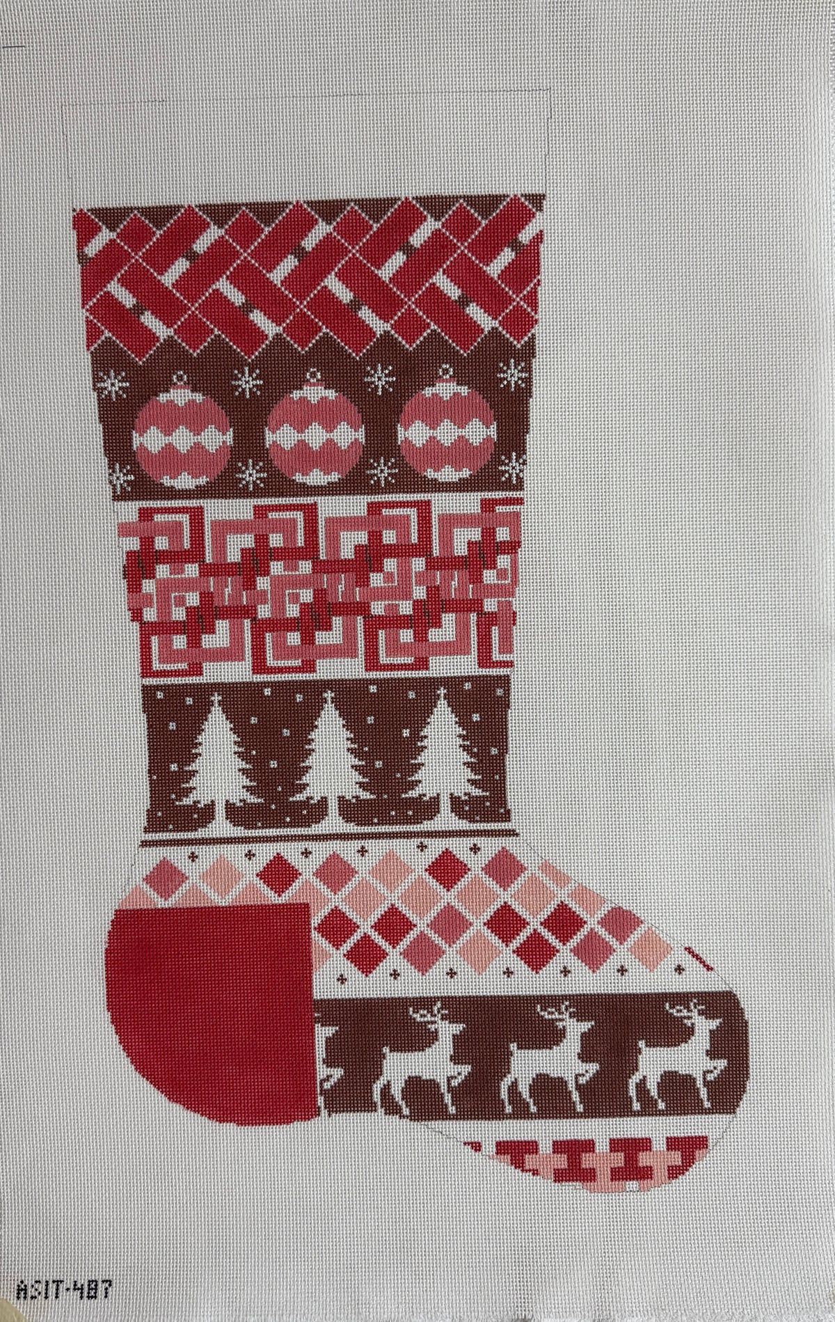Large Red Stocking - Horizontal Lines