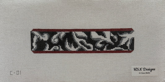 Black/White Floral Bookmark / Key Fob
