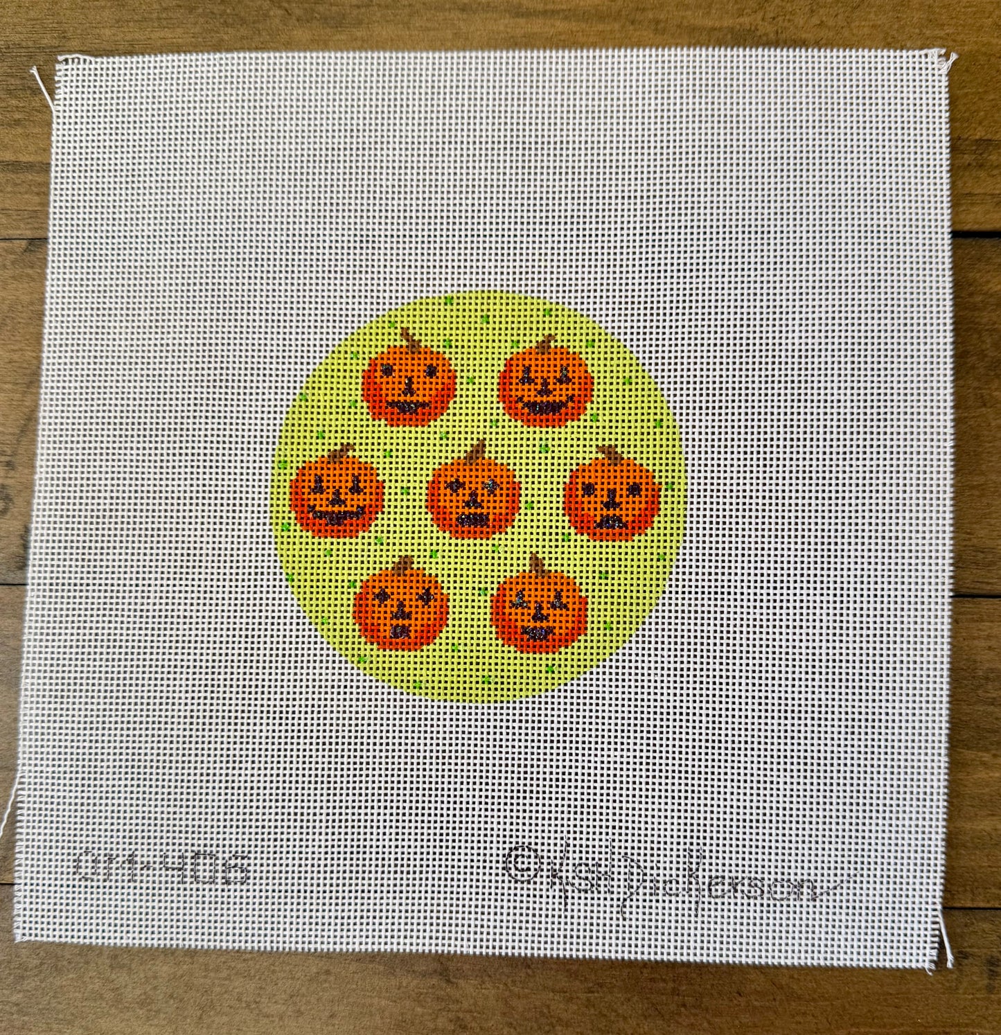 Jack-o-Lanterns on Dotted Soft Green
