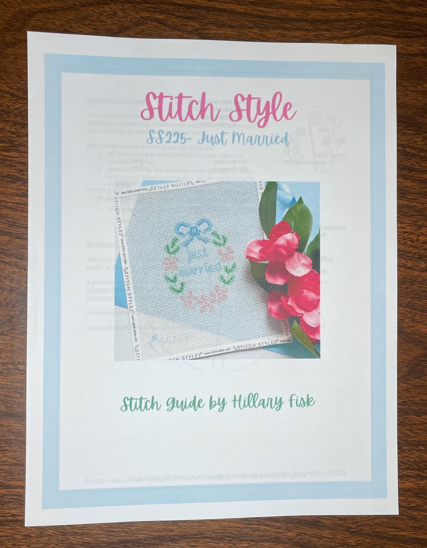 Just Married Canvas with Stitch Guide