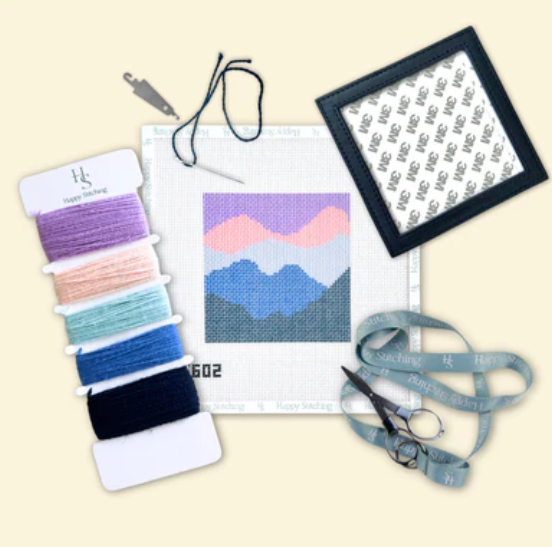 Moody Mountains - Coaster - Happy Stitching - Needlepoint Kit 13 mesh