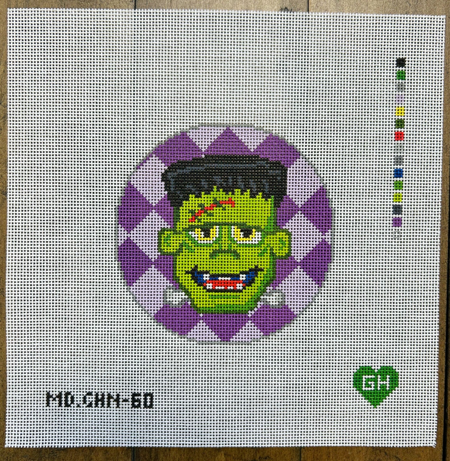 Green Heart Needlepoint: Vintage Halloween Frankenstein