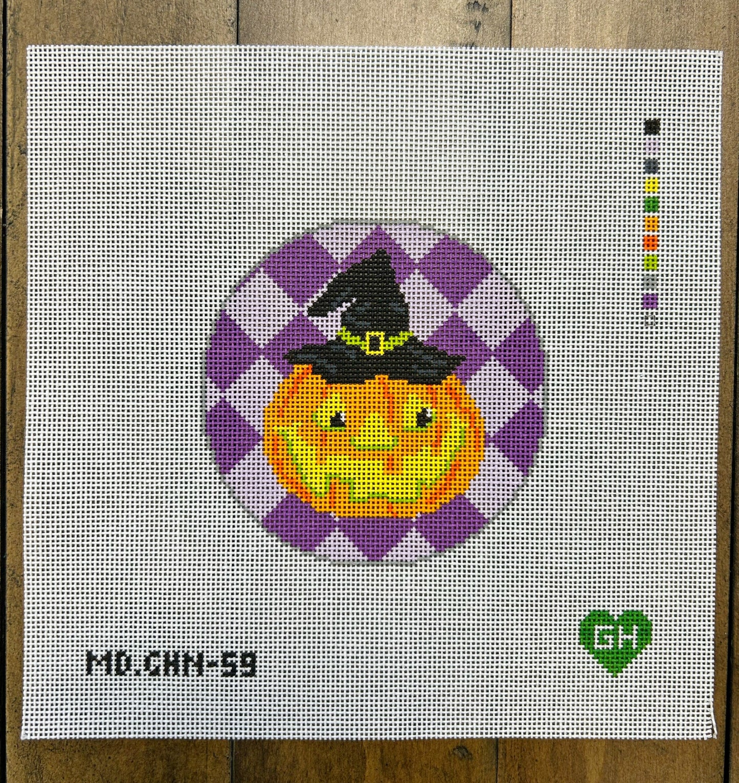 Green Heart Needlepoint: Vintage Halloween Pumpkin