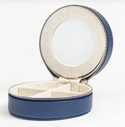 5" Round Self Finishing Jewelry Box - Navy