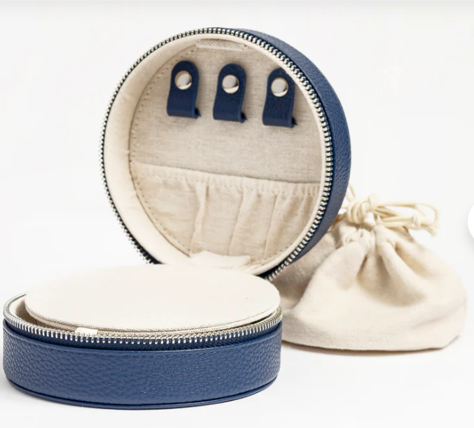 5" Round Self Finishing Jewelry Box - Navy